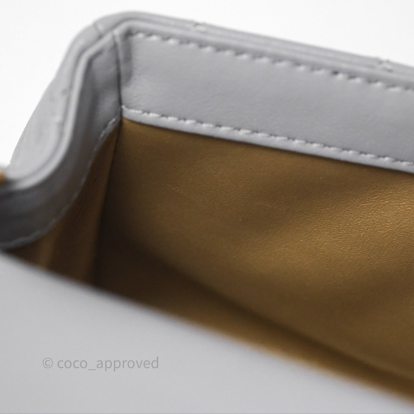 Chanel Pearl Crush Mini Rectangular Quilted Grey Lambskin Aged Gold Hardware