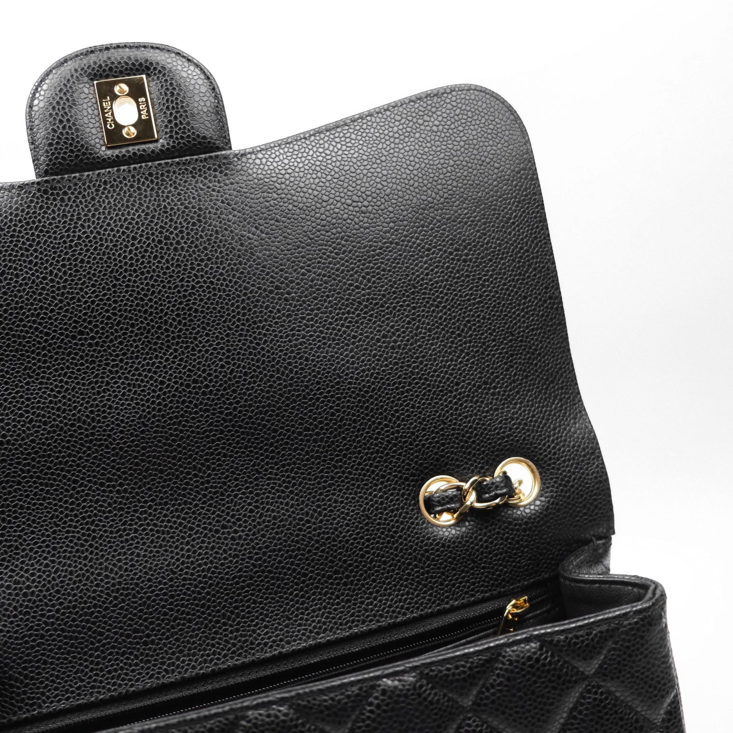 Chanel Jumbo Single Flap Black Caviar Gold Hardware