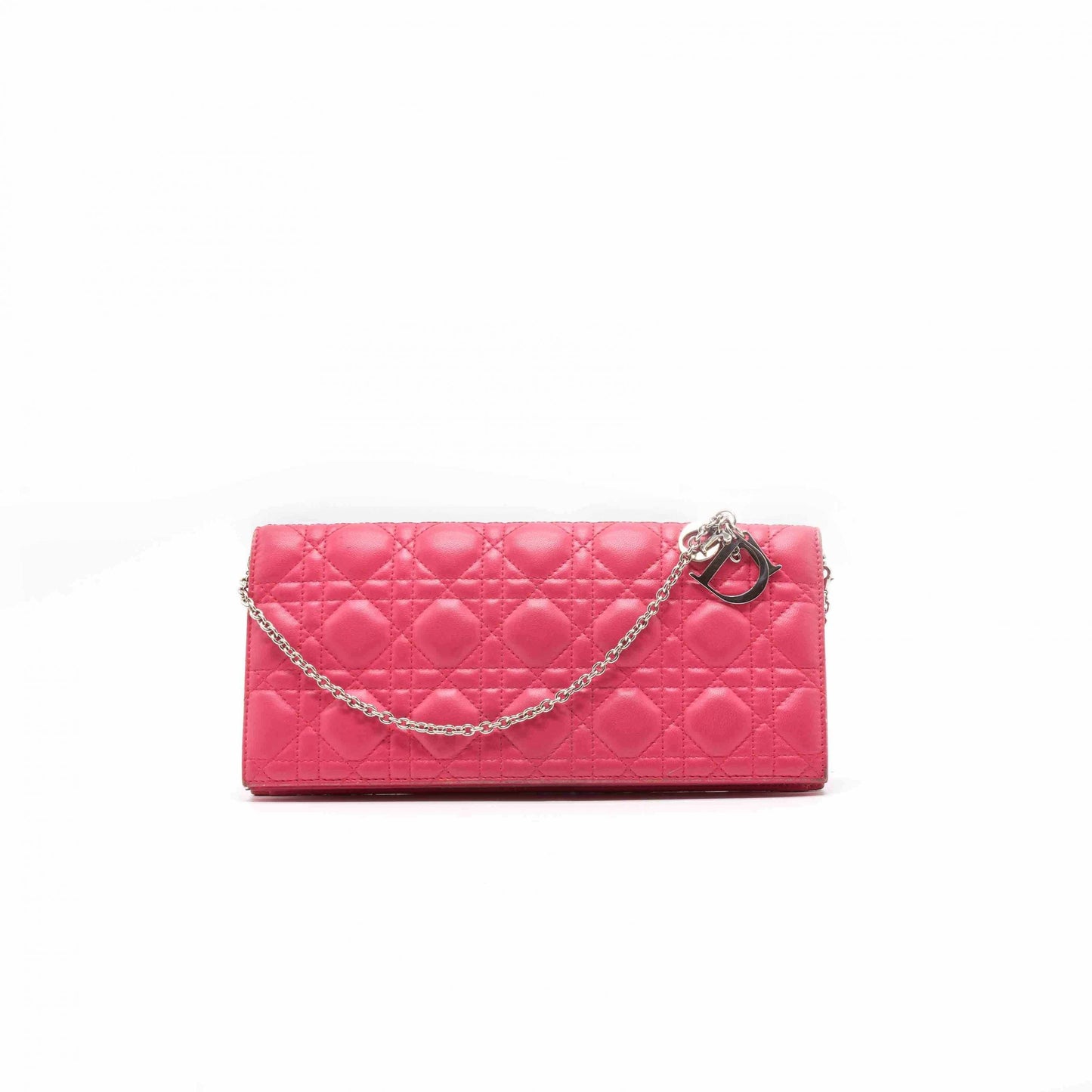 Luxury Dior Pink Cannage Quilted Leather Lady Luxury Dior Chain Clutch