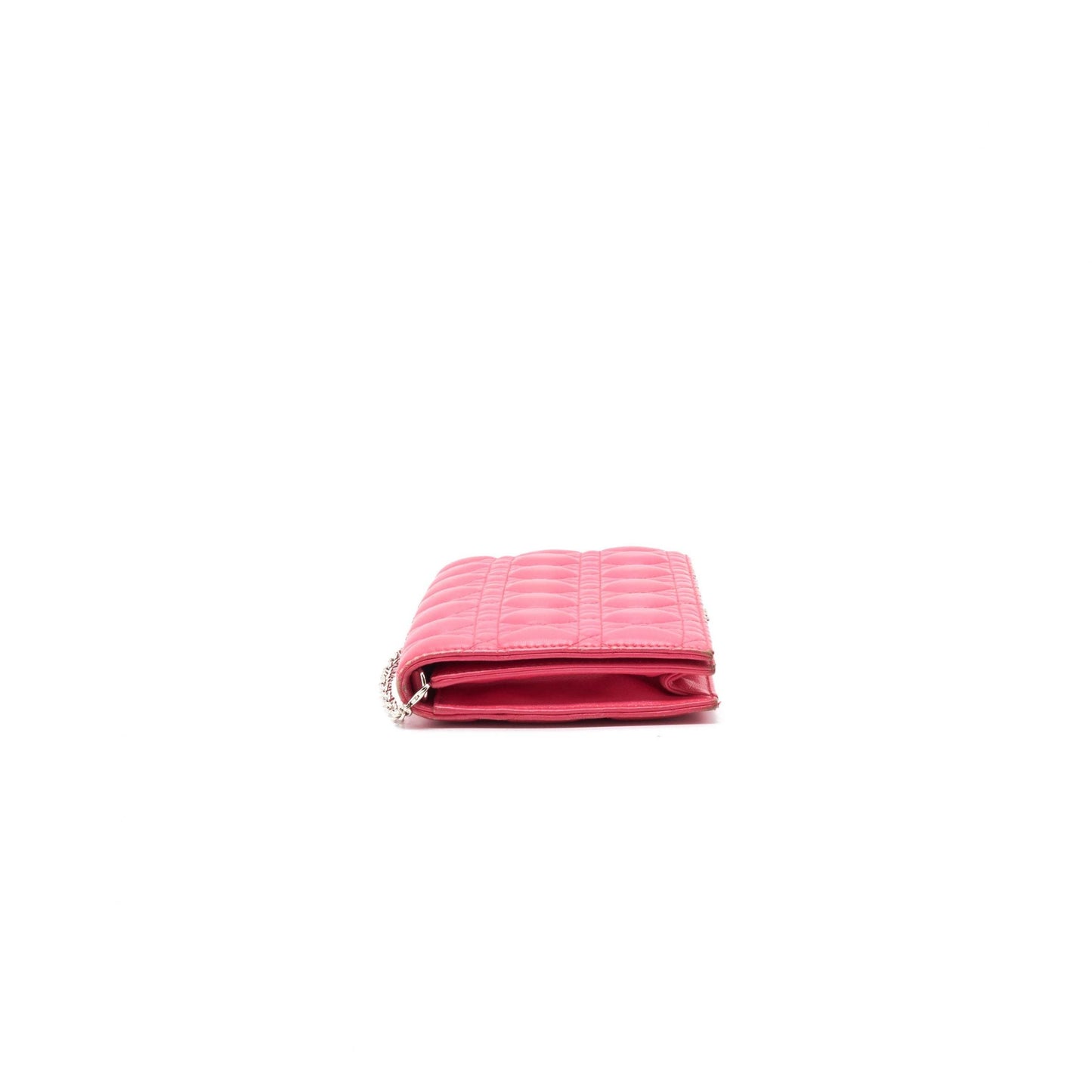 Luxury Dior Pink Cannage Quilted Leather Lady Luxury Dior Chain Clutch