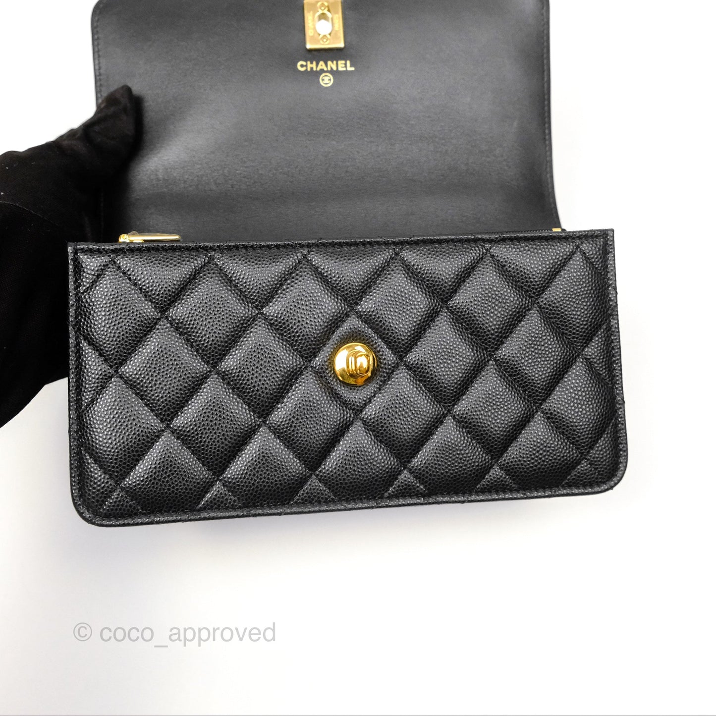 Chanel WOC Bag Charm Black Caviar Gold Hardware