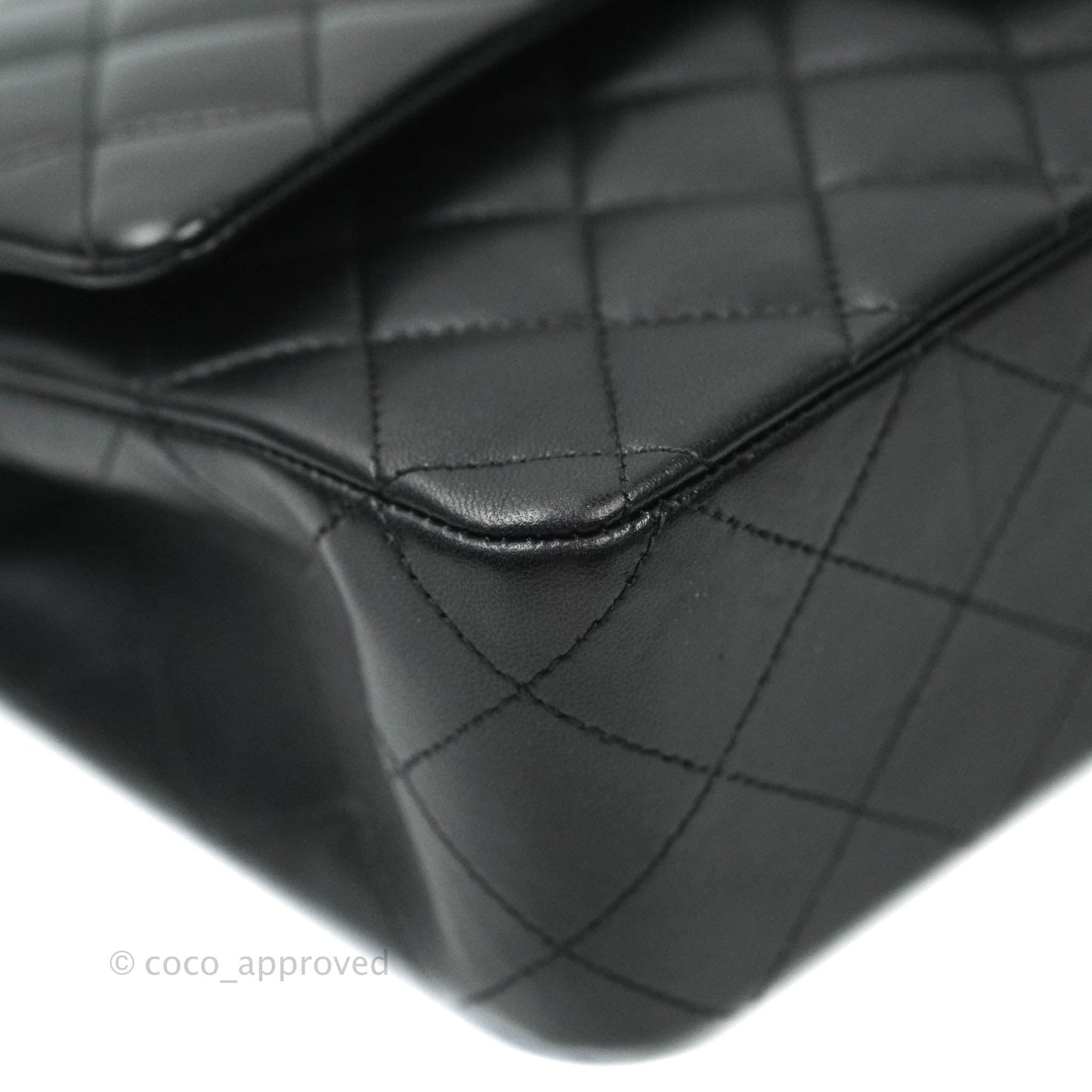 Chanel Classic M/L Medium Double Flap Black Lambskin Silver Hardware