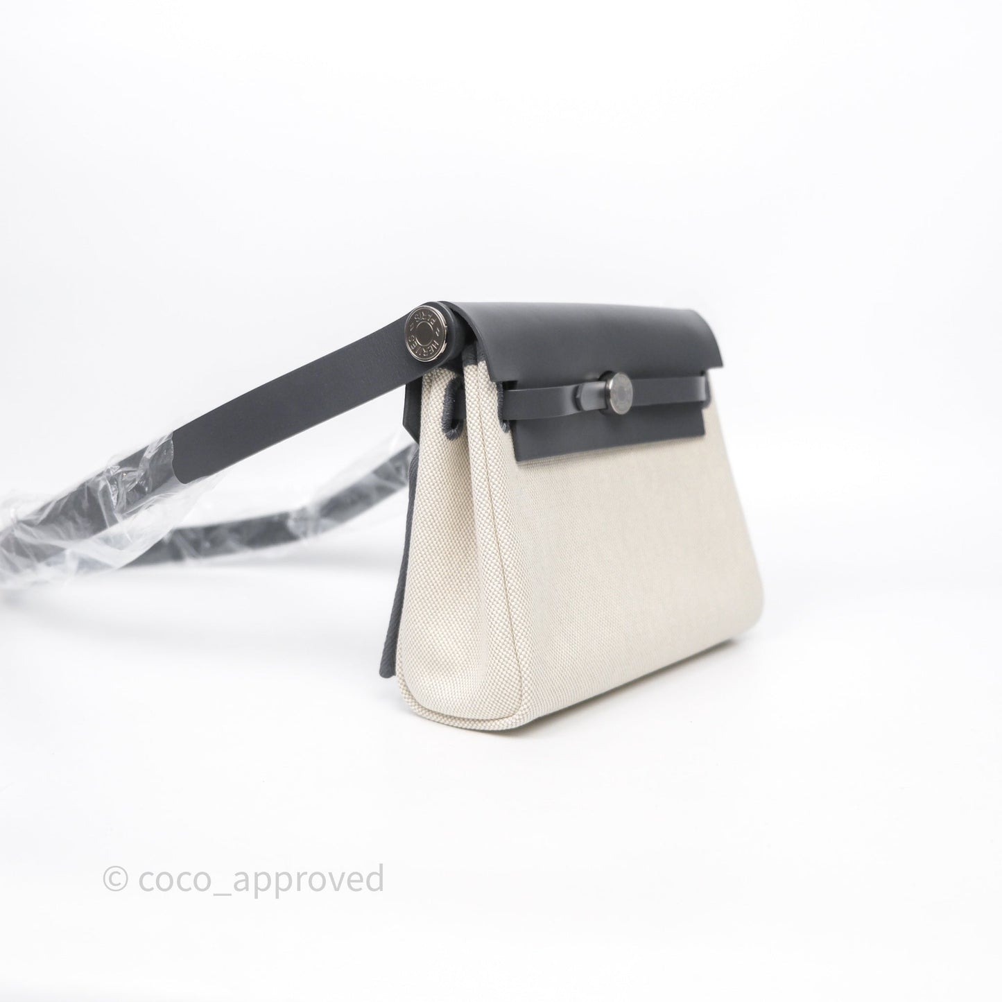 Hermès Zip 20 Mini Herbag Ecru-Bleu Glacier8U/Ardoise85 Canvas Palladium Hardware