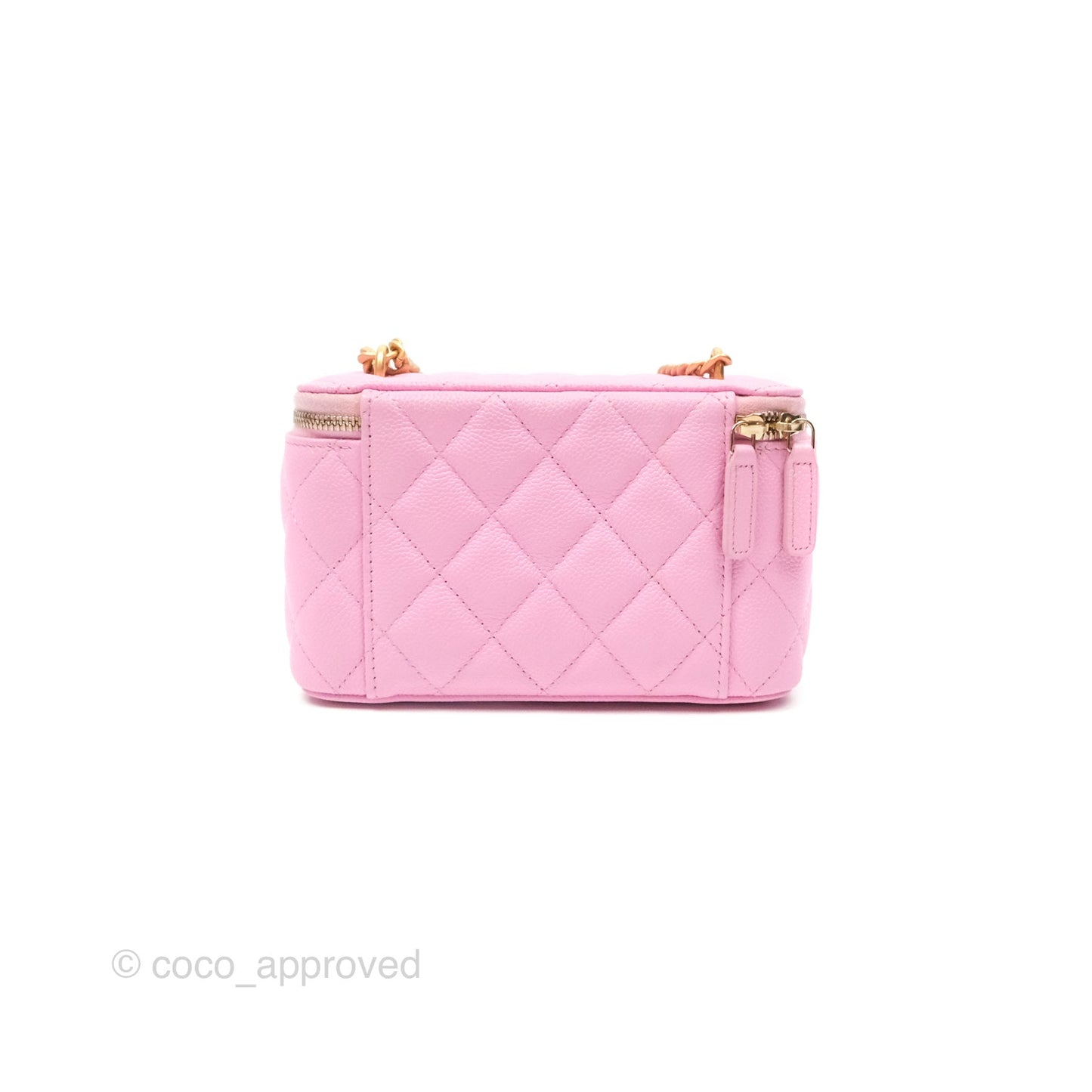 Chanel Vanity with Heart Adjustable Chain Pink Caviar Aged Gold Hardware
