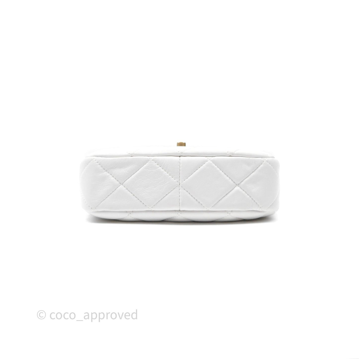Chanel Small Flap Bag White Lambskin Aged Gold and Lacquered Metal 22S