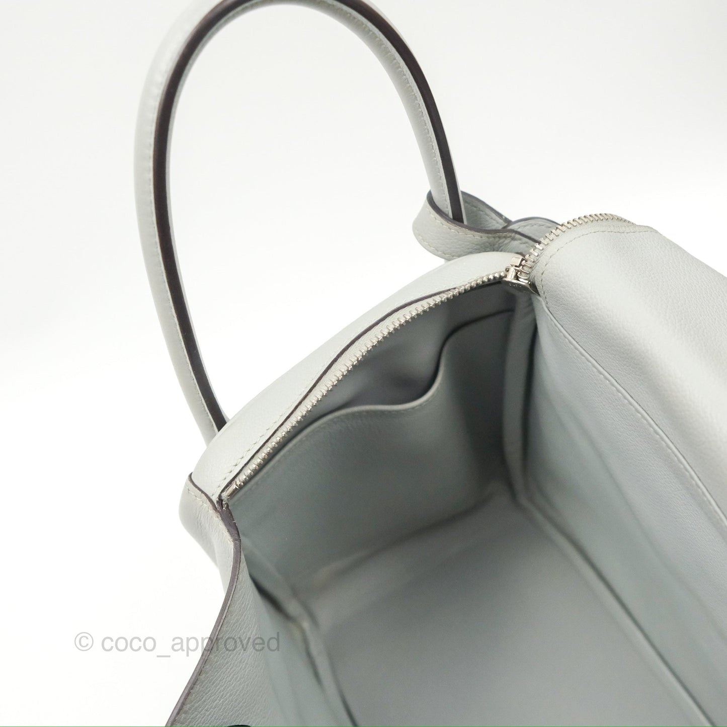 Hermès Lindy 30 Bleu Glacier Evercolor Palladium Hardware