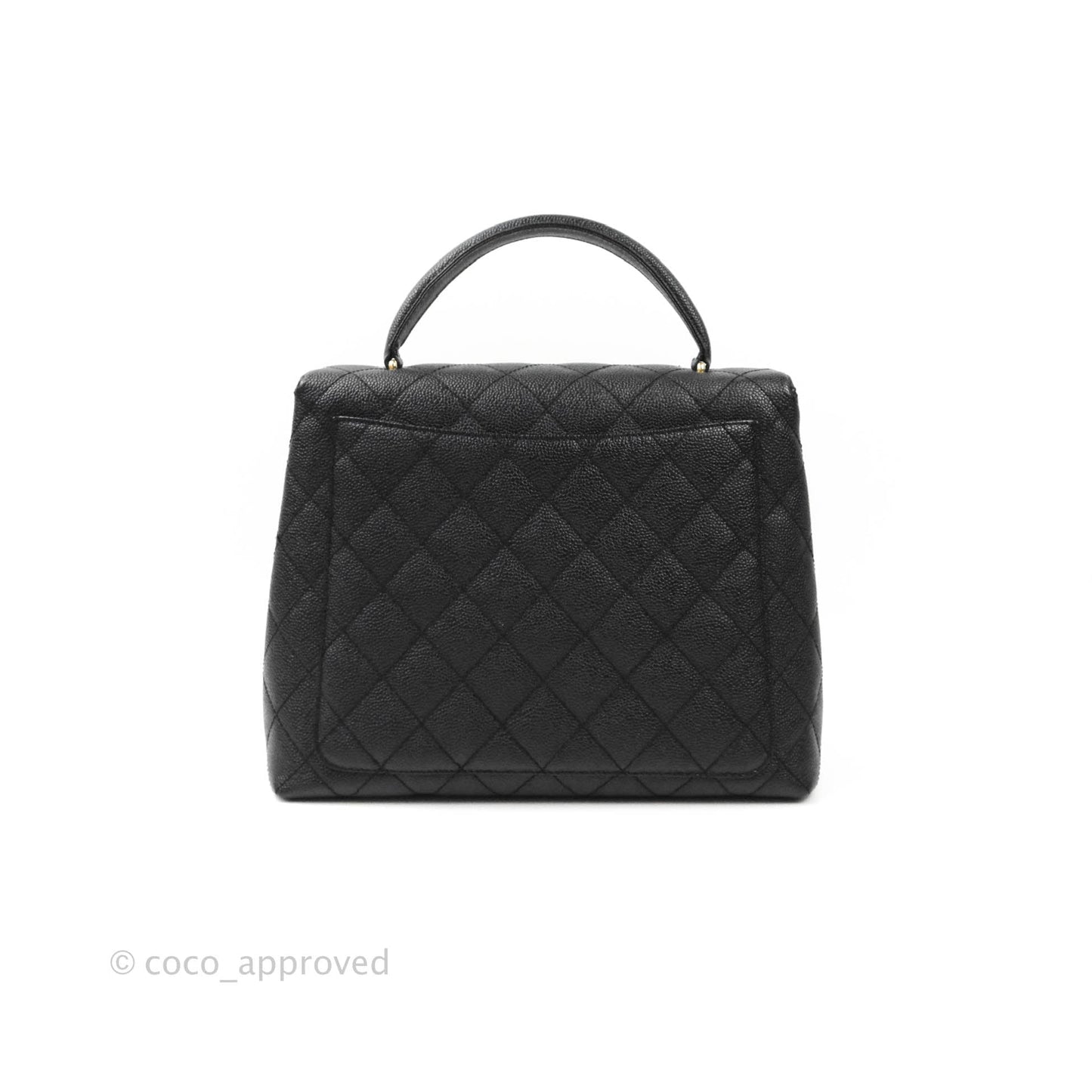 Chanel Kelly Quilted Flap Tote Black Caviar 24K Gold Hardware
