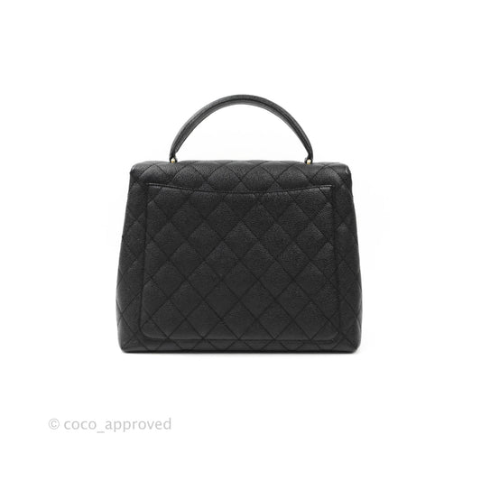Chanel Kelly Quilted Flap Tote Black Caviar 24K Gold Hardware