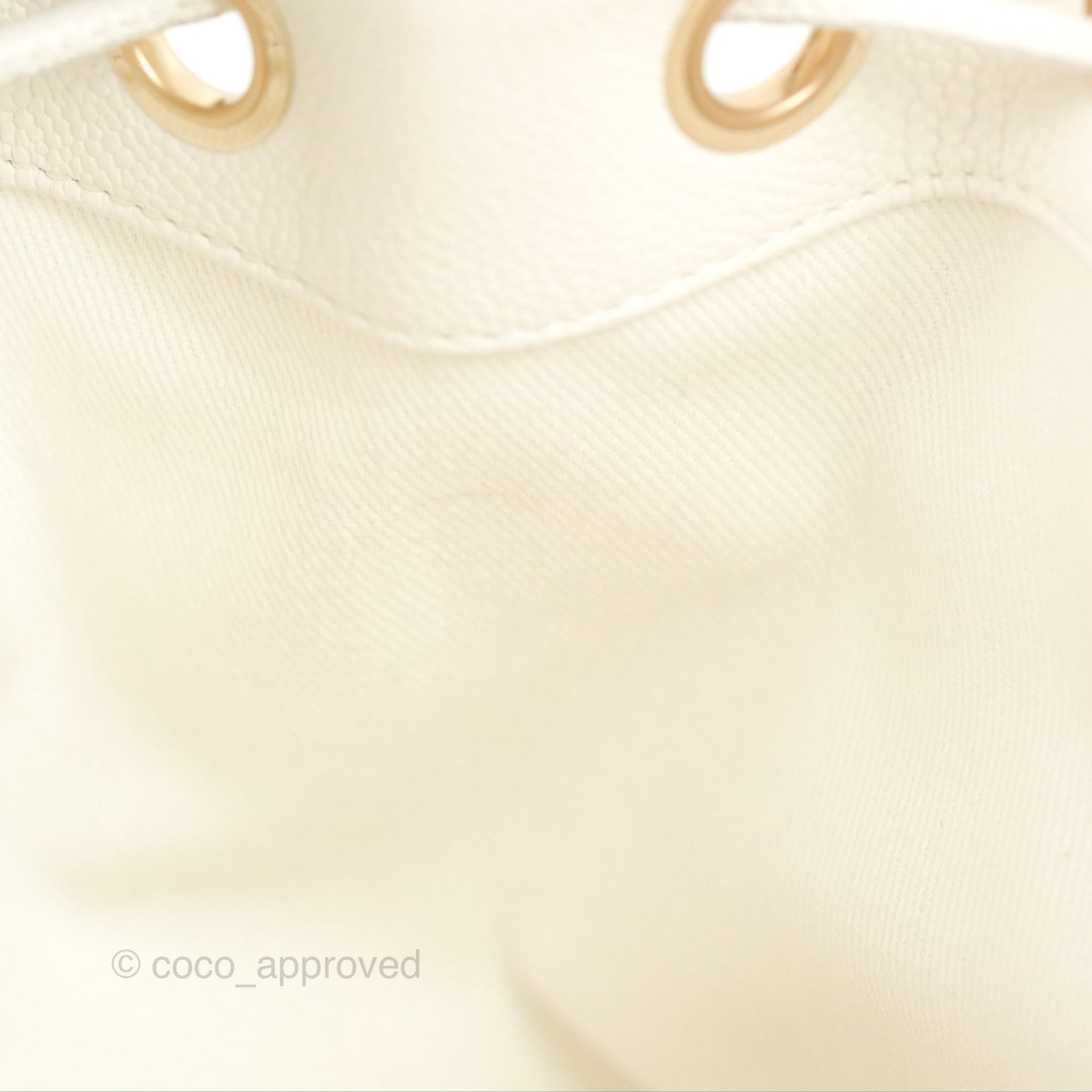 Chanel Mini Business Affinity Backpack White Caviar Gold Hardware 22B