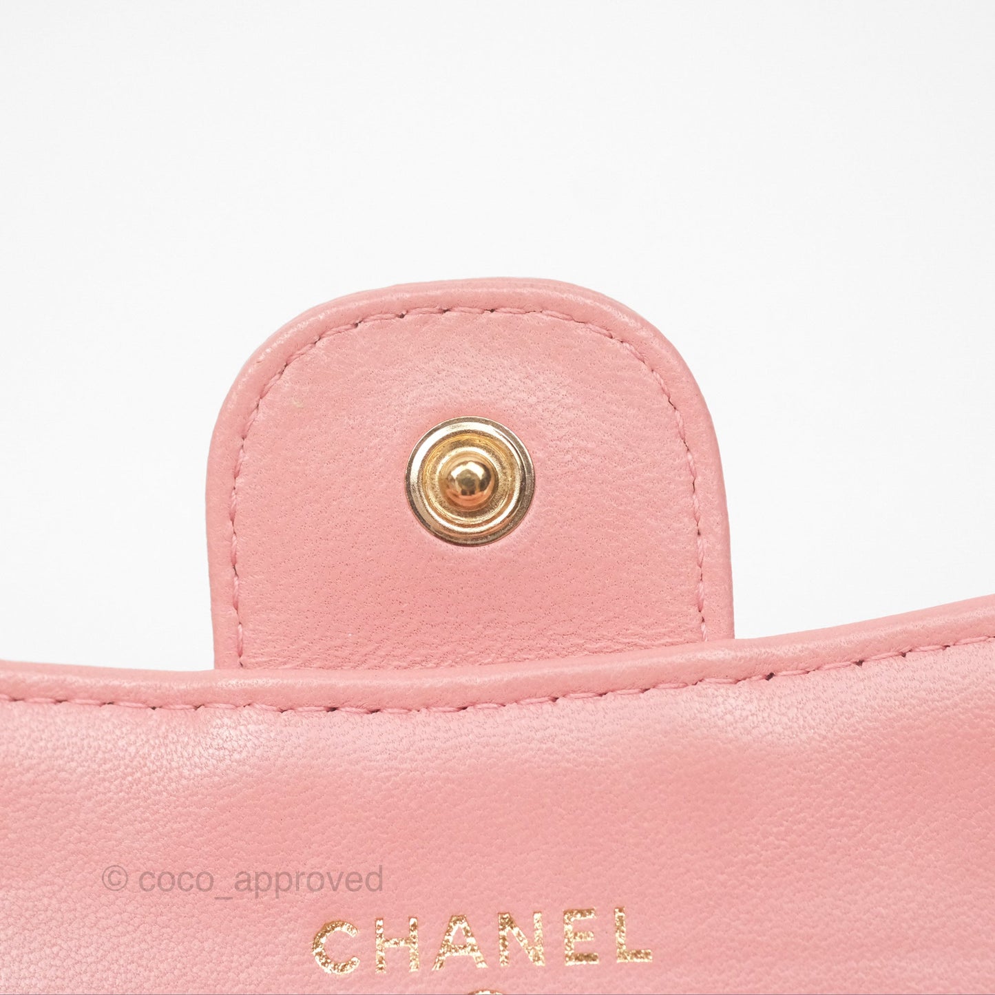 Chanel Classic Flap Card Holder Quilted Pink Lambskin Gold Hardware