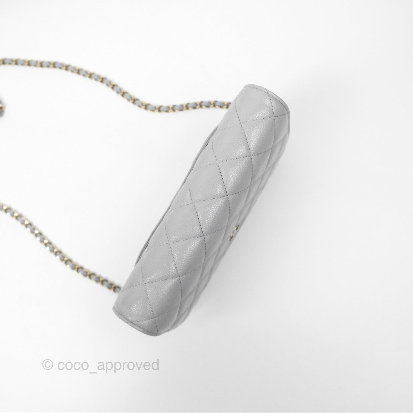 Chanel Quilted Classic Wallet on Chain WOC Grey Caviar Gold Hardware
