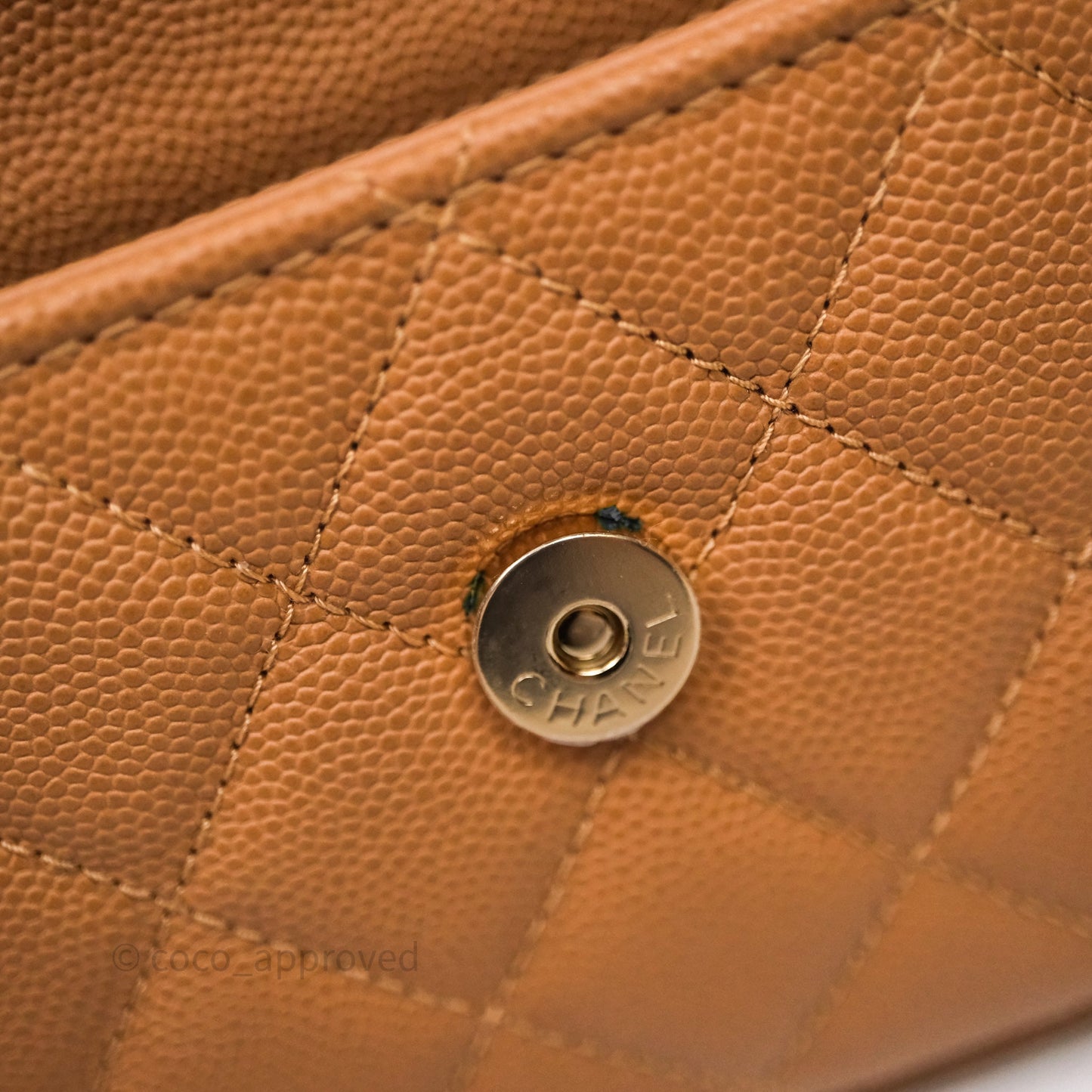 Chanel Kelly Clutch Top Handle Dark Beige Caviar Bag Light Gold hardware