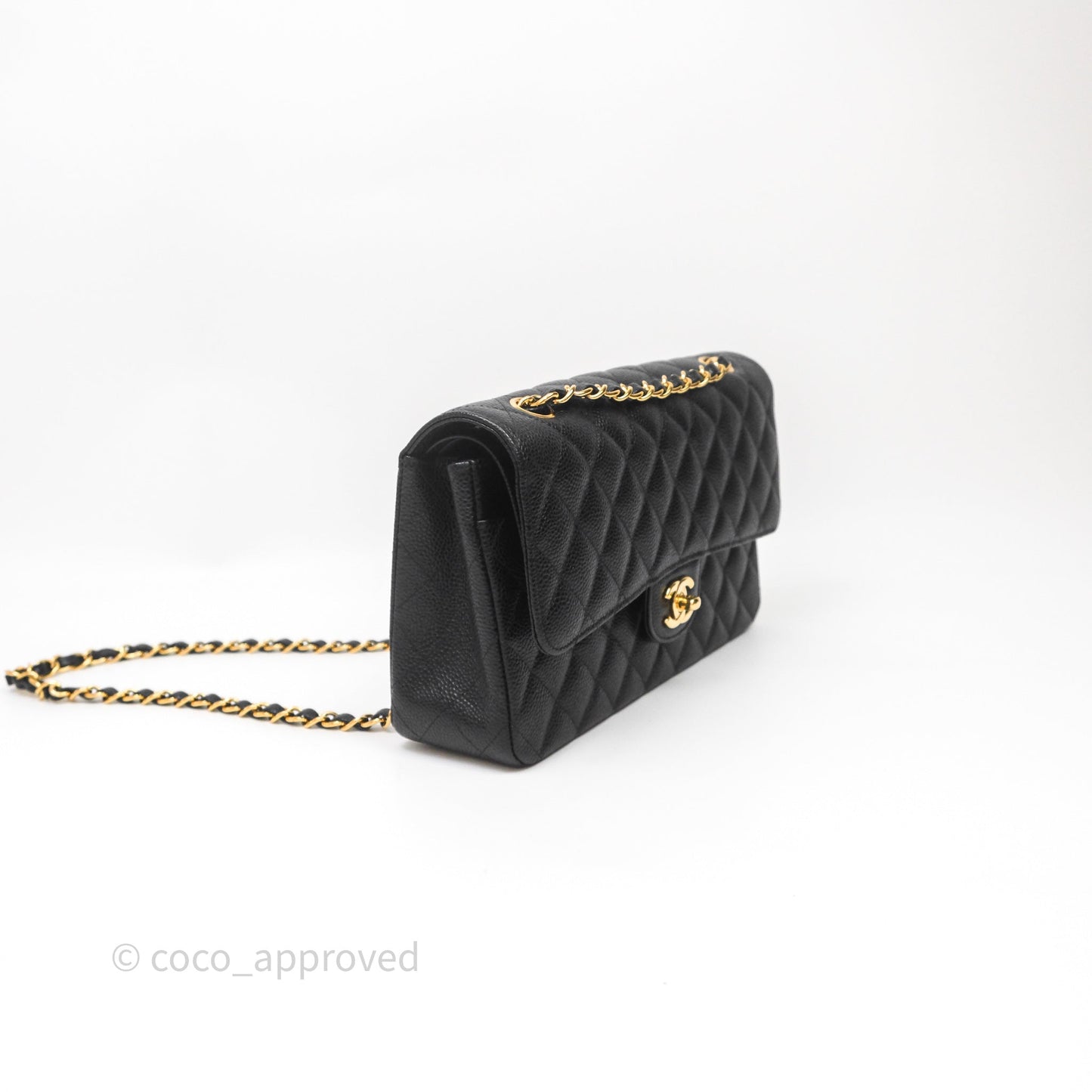 Chanel Classic M/L Medium Flap Quilted Black Caviar Gold Hardware