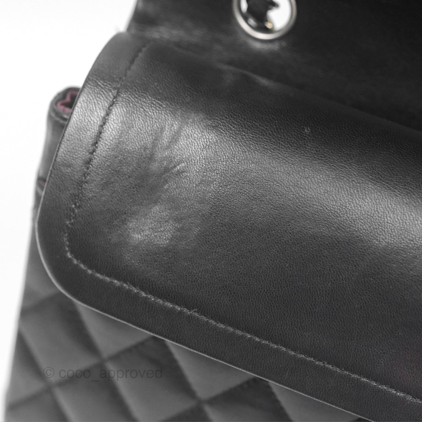 Chanel Classic M/L Medium Flap Quilted Black Lambskin Silver Hardware