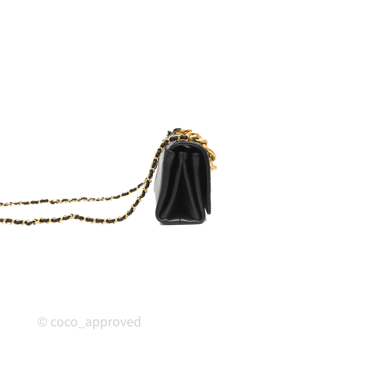 Chanel Pearl Chain Bag Black Calfskin Aged Gold Hardware