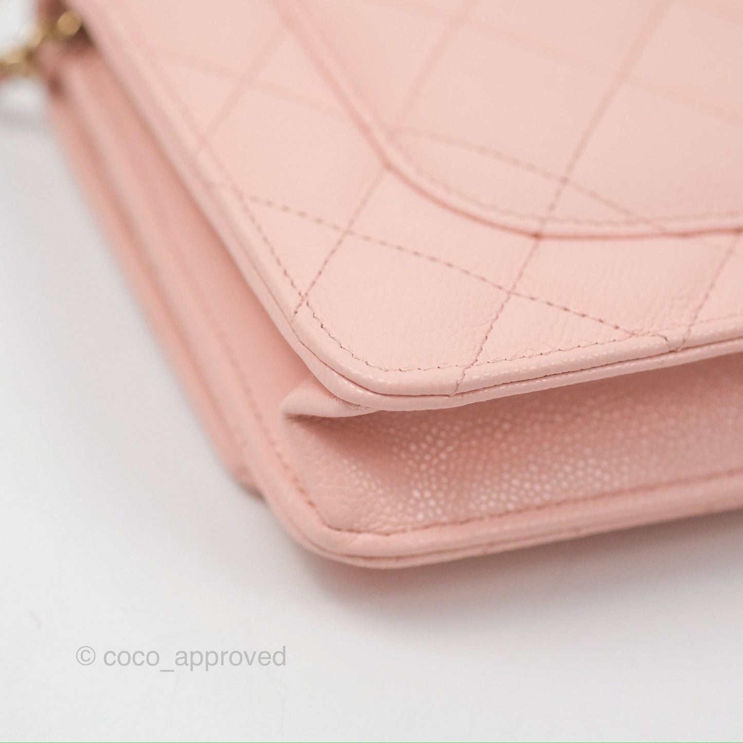 Chanel Quilted Classic Wallet on Chain WOC Light Pink Caviar Gold Hardware