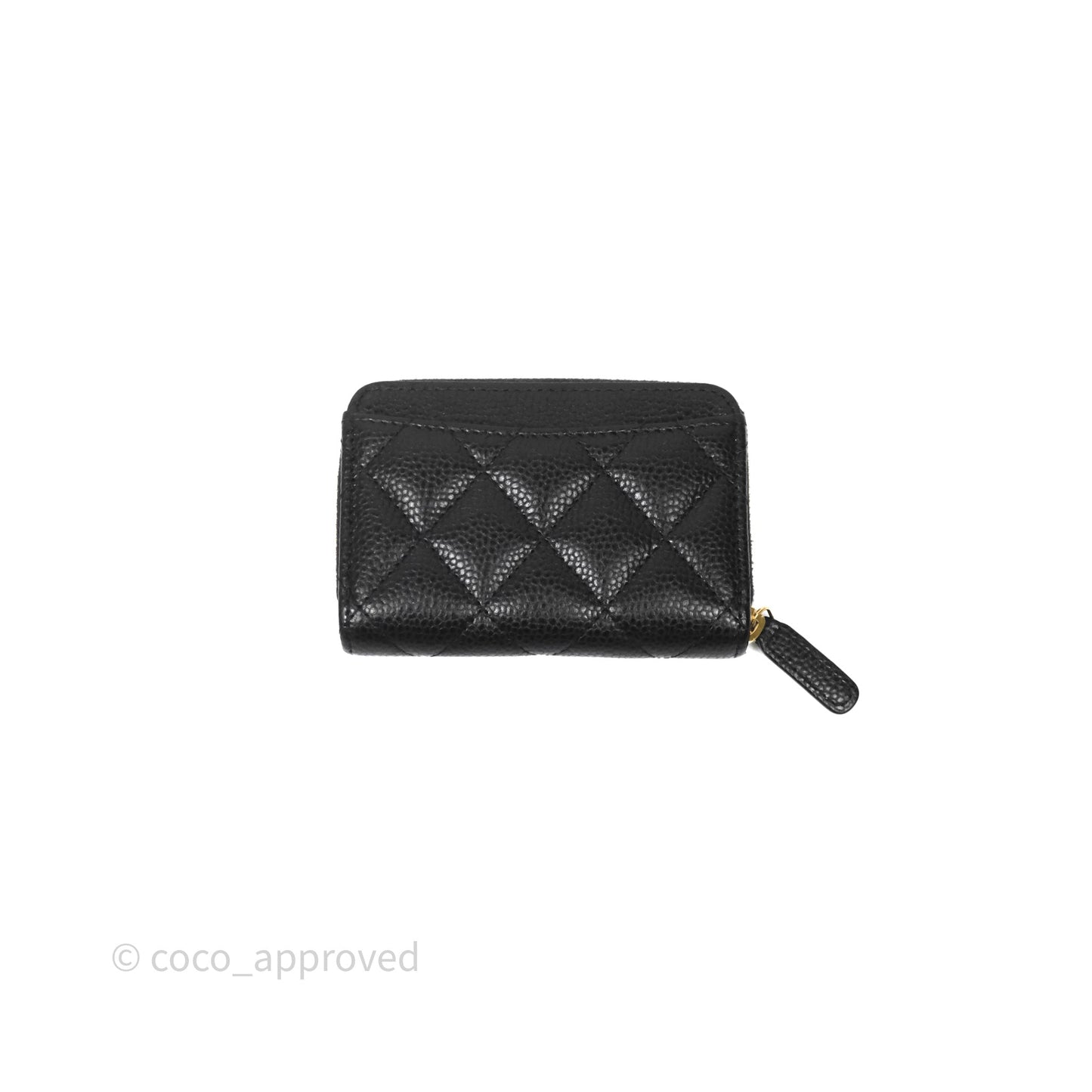 Chanel Quilted Zip Card Holder Black Caviar Gold Hardware