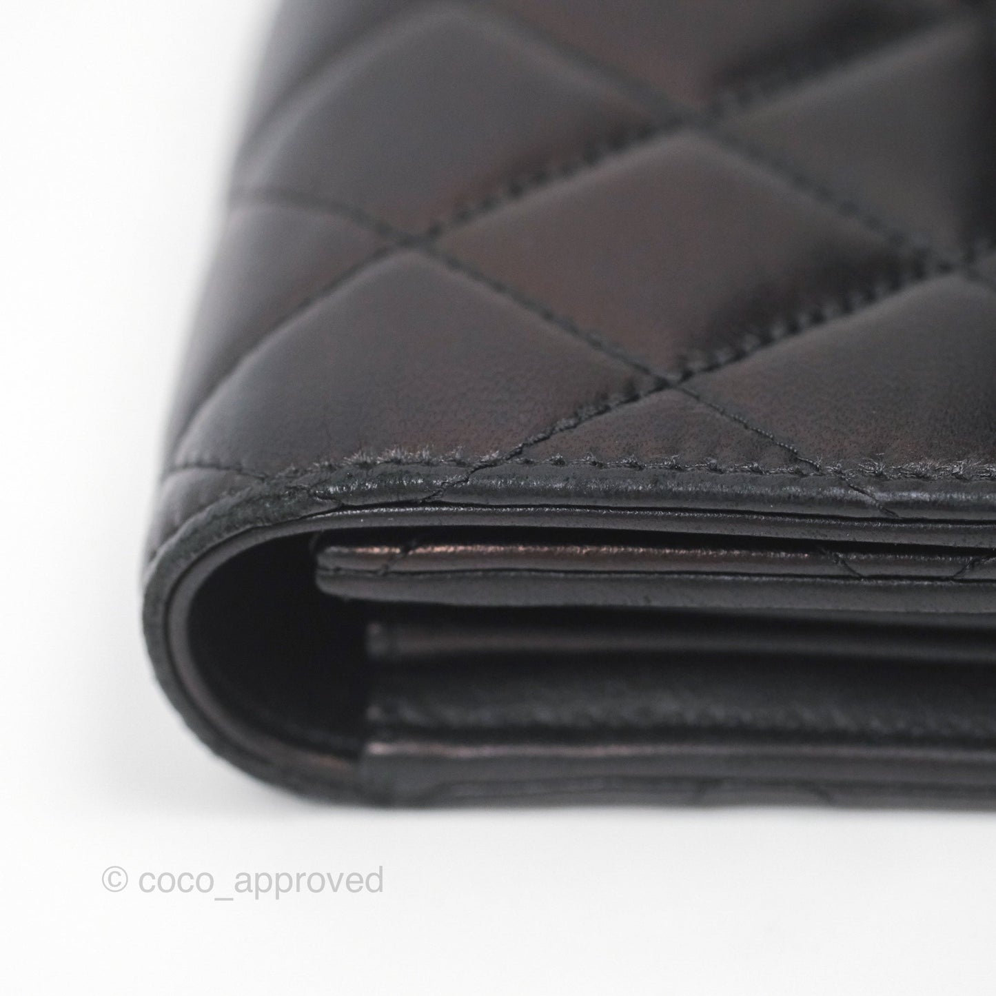 Chanel Quilted Classic Zip Long Wallet Black Lambskin Silver Hardware