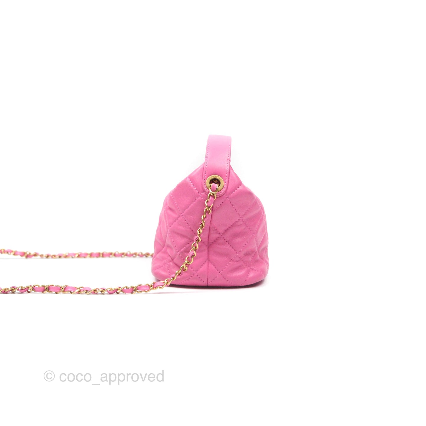 Chanel Quilted Small Perfect Meeting Hobo Pink Lambskin Aged Gold Hardware