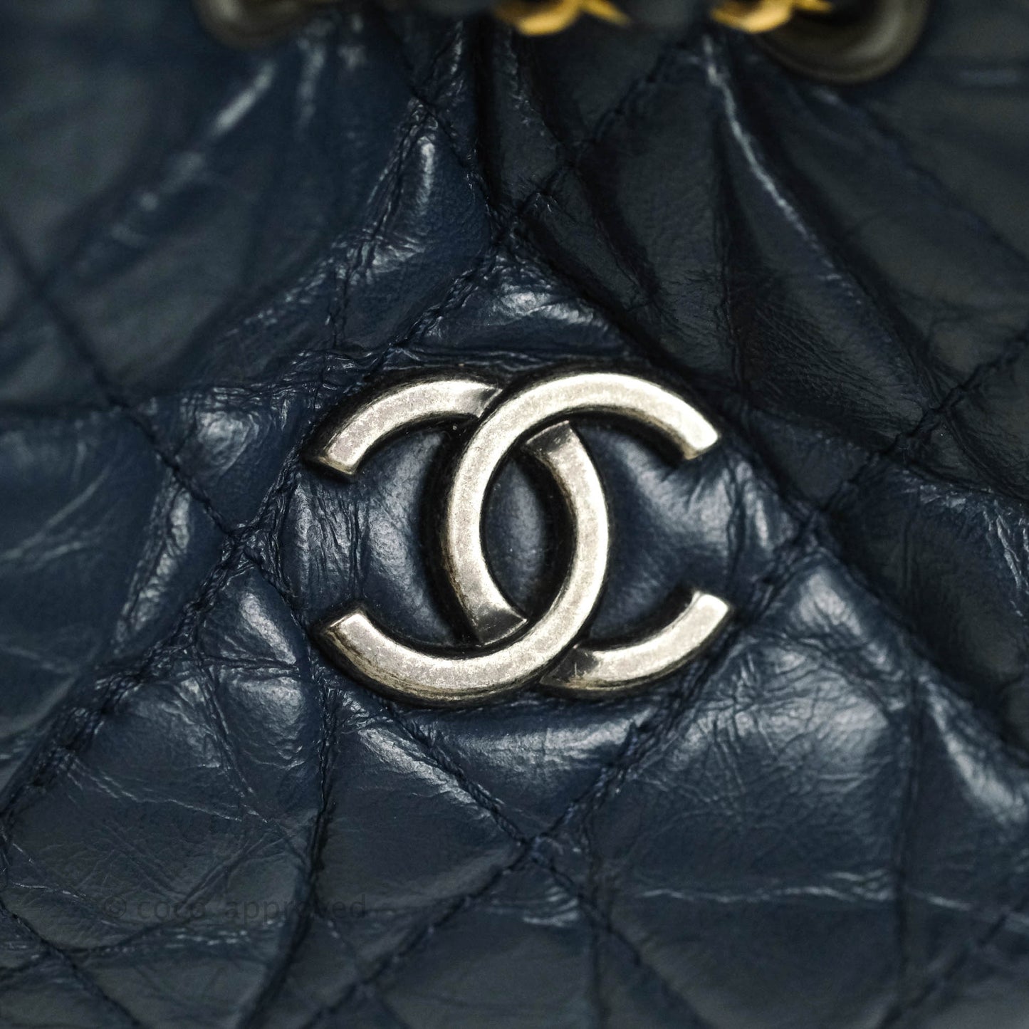 Chanel Gabrielle Backpack Black Aged Calfskin Small Navy Black