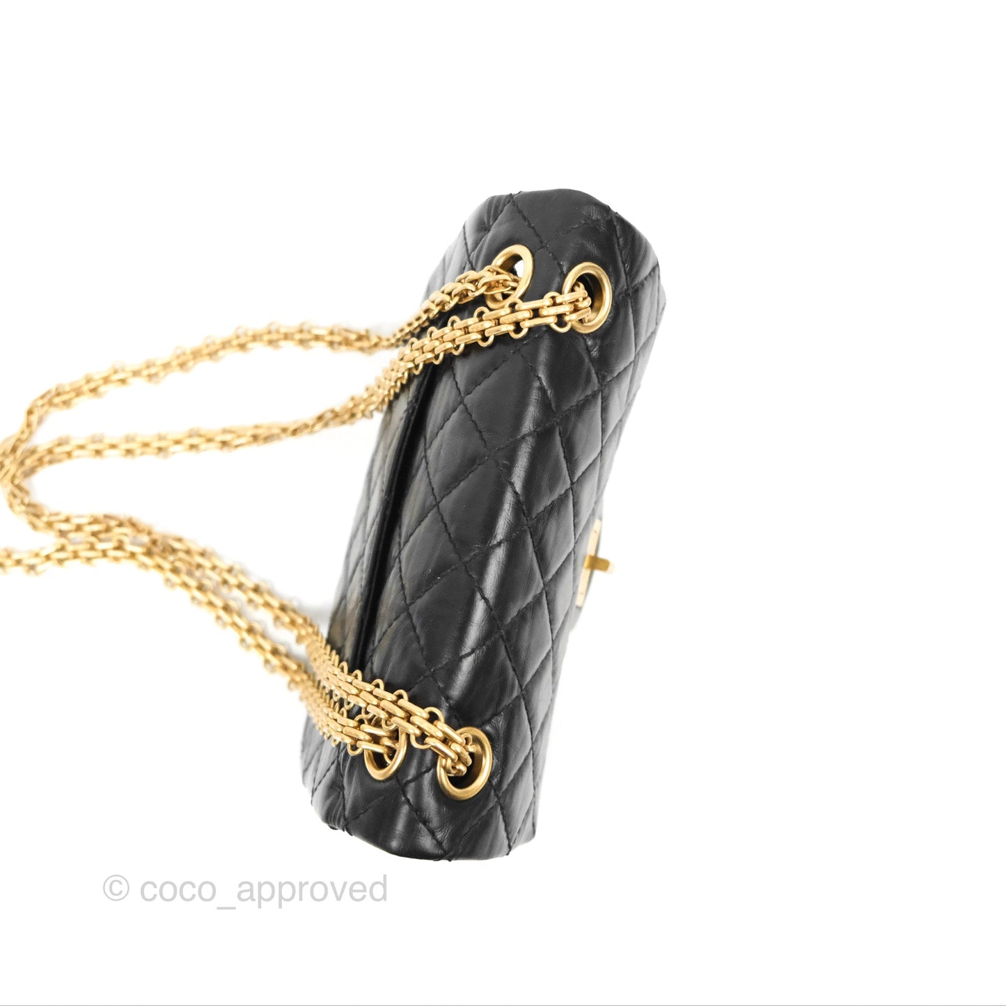 Chanel Mini Reissue 224 Black Aged Calfskin Aged Gold Hardware