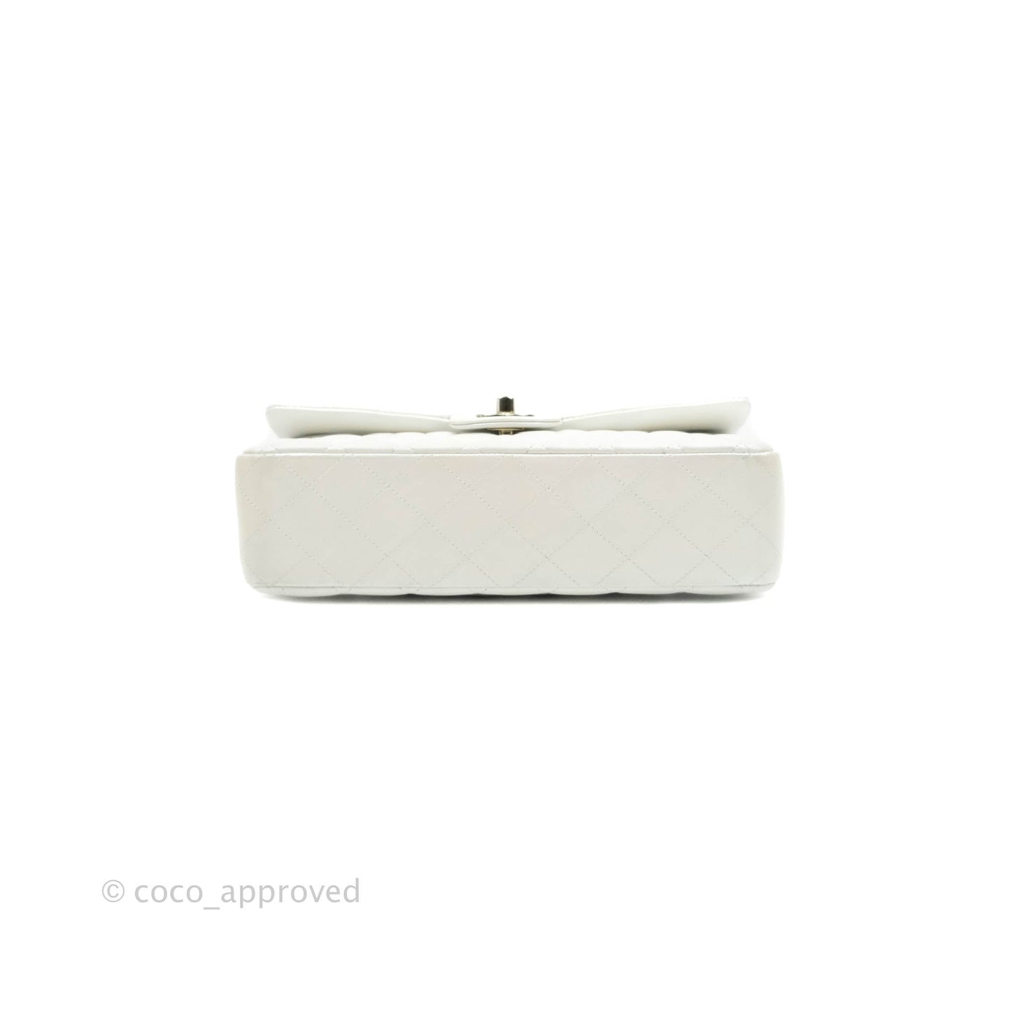 Chanel Classic M/L Medium Double Flap Iridescent White Lambskin Gold Hardware