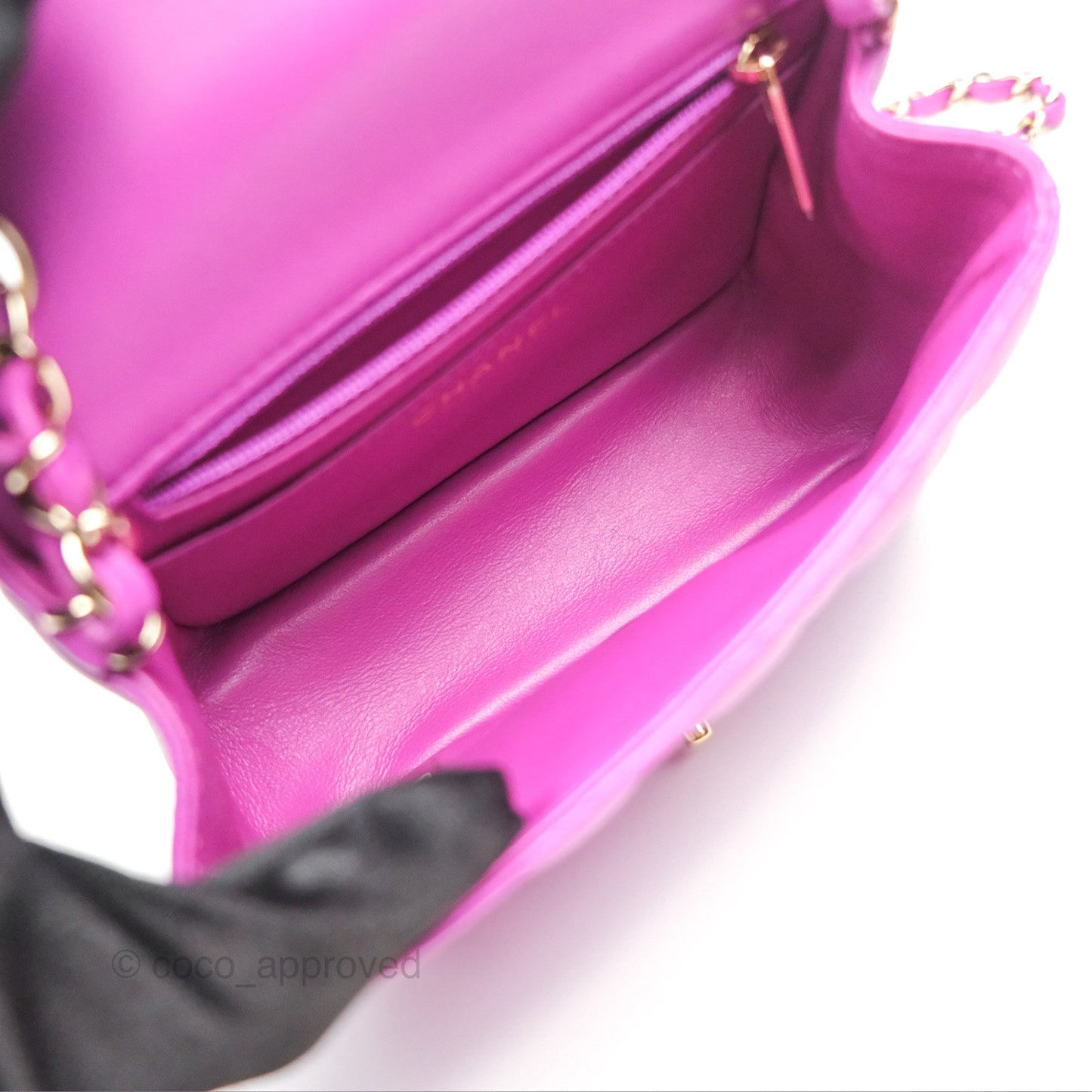 Chanel Mini Square Flap Quilted Purple Lambskin Gold Hardware