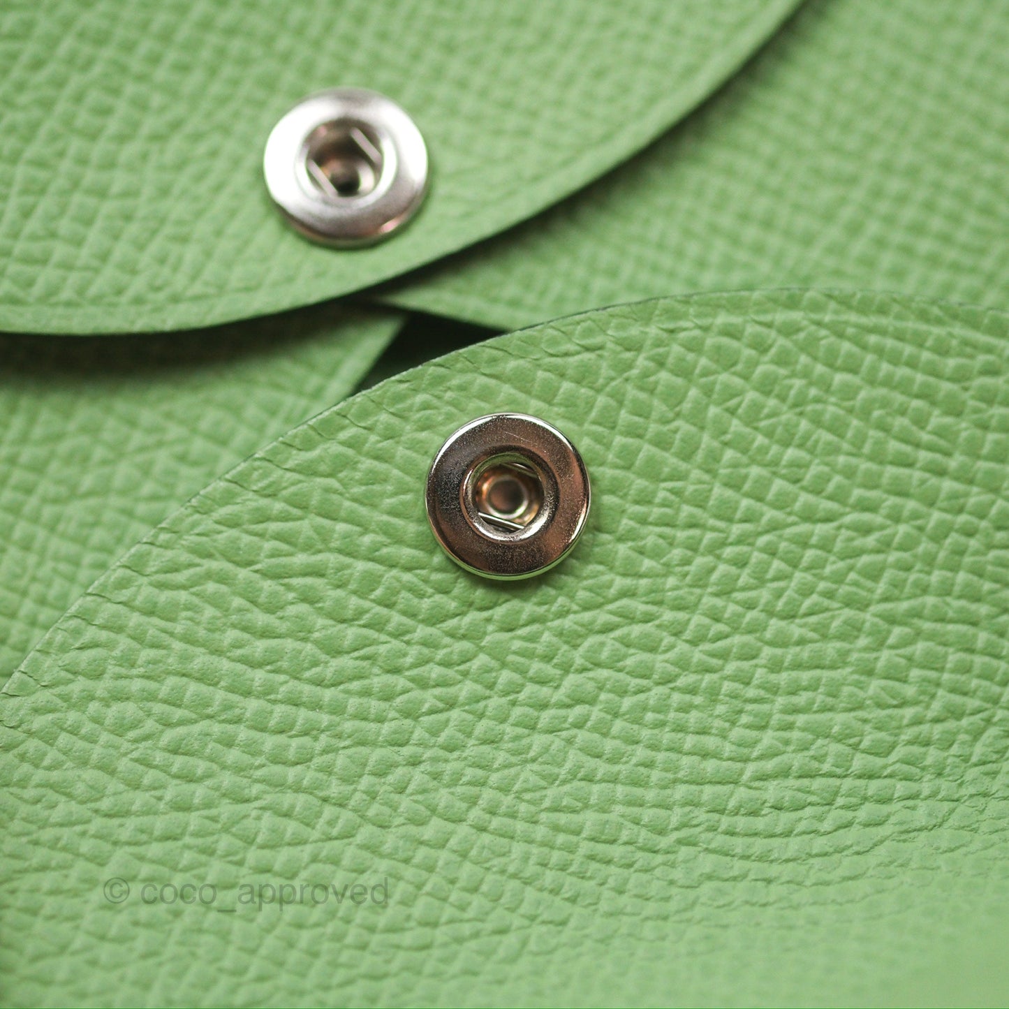 Hermès Calvi Duo Compact Card Holder 3I Vert Criquet Epsom Palladium Hardware