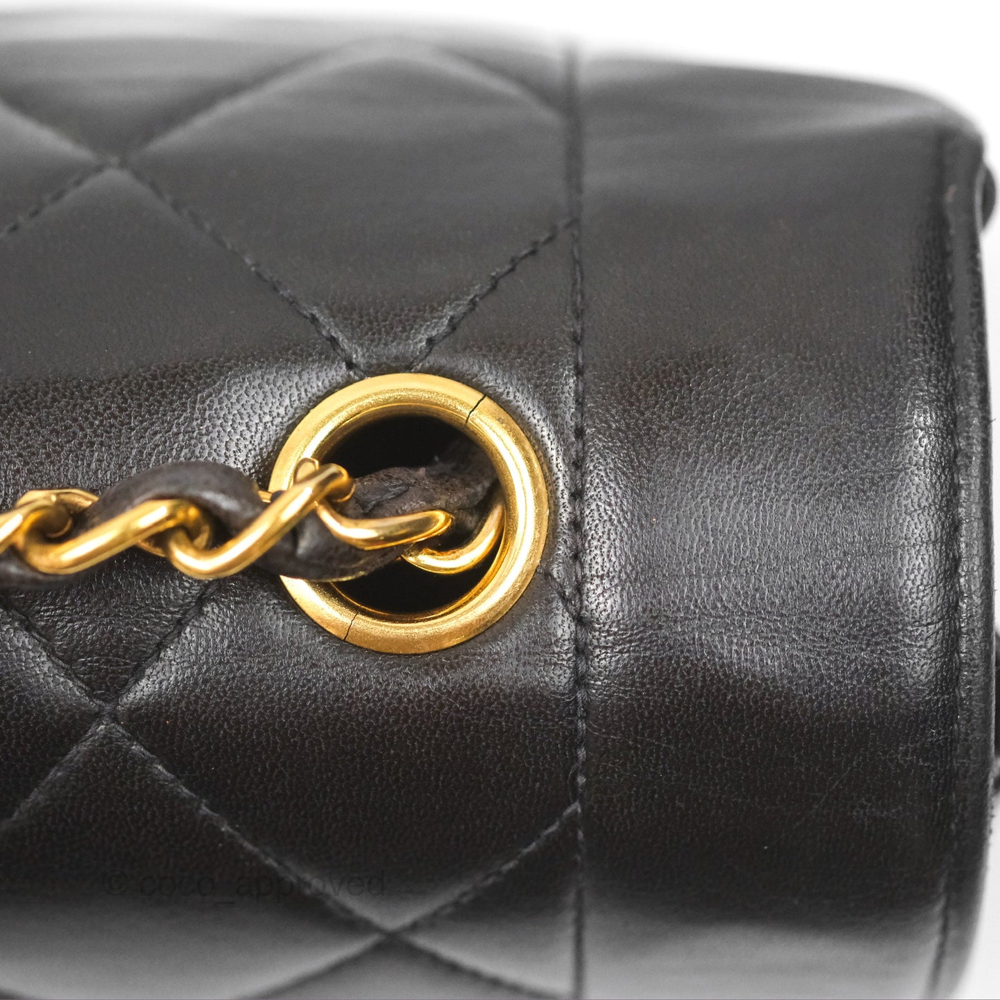 Chanel Vintage Quilted Medium Classic Diana Flap Bag Black Lambskin 24K Gold Hardware