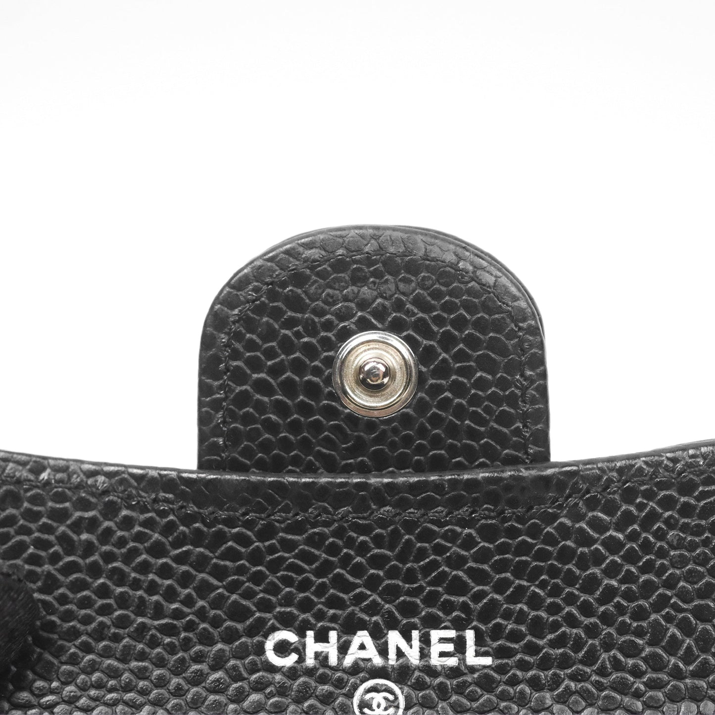 Chanel Classic Quilted Flap Card Holder Black Caviar Silver Hardware