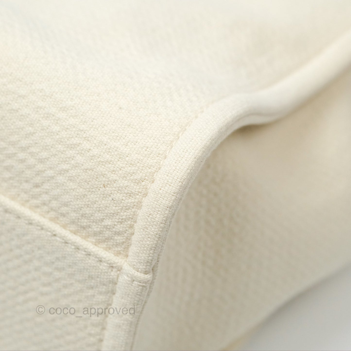 Chanel Medium Deauville Tote Ivory Cotton Silver Hardware