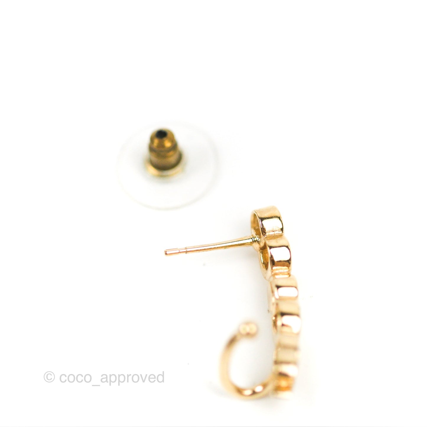 Chanel CC Coco Crystal Earrings Ear Cuff Gold Tone 22P