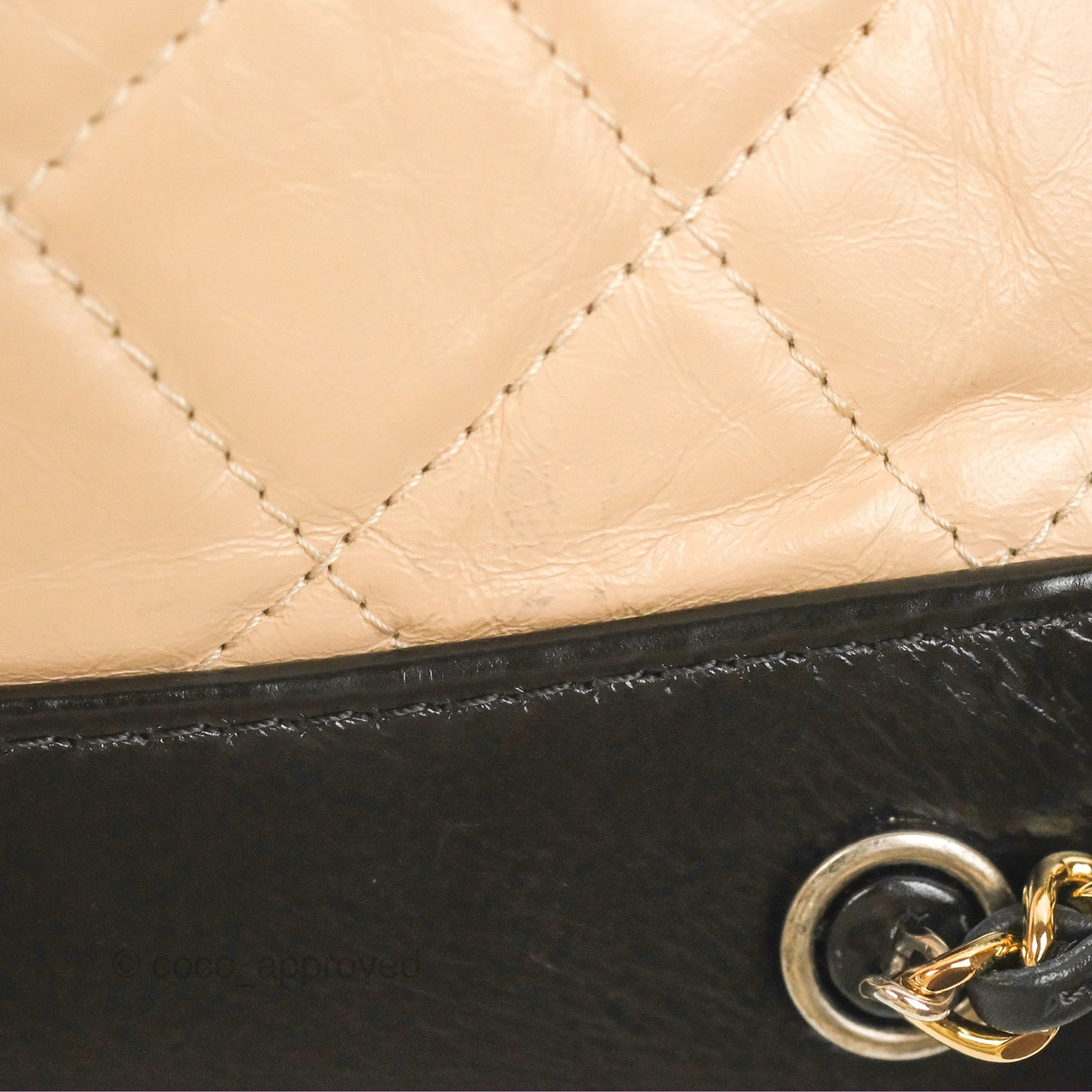 Chanel Small Gabrielle Backpack Beige Black Aged Calfskin
