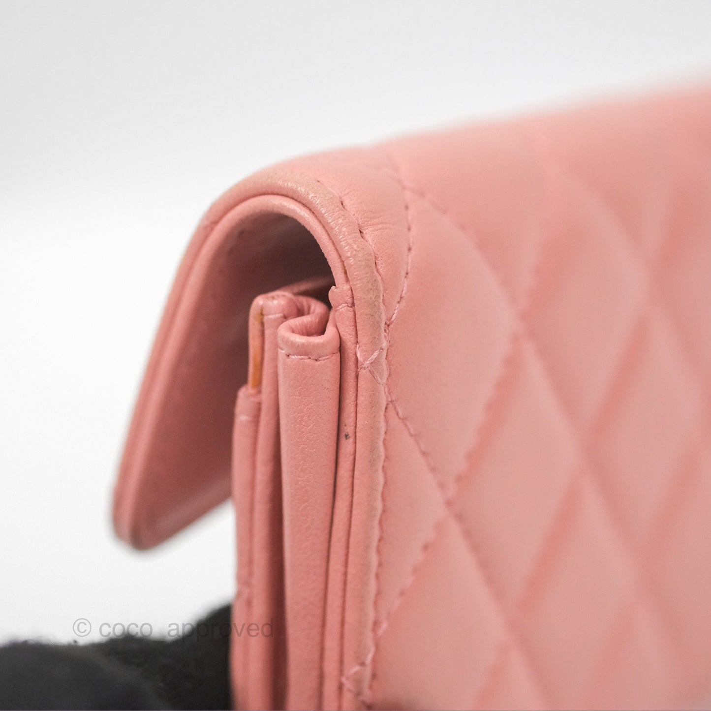 Chanel Quilted Flap Card Holder Pink Lambskin Gold Hardware