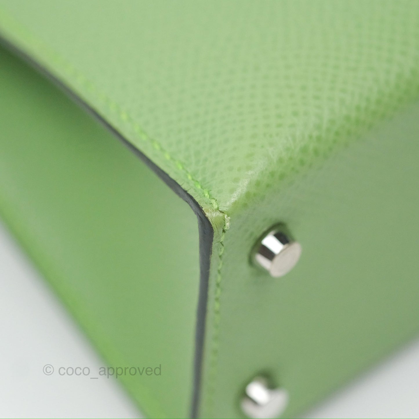 Hermès Mini Kelly II Vert Criquet Epsom Palladium Hardware