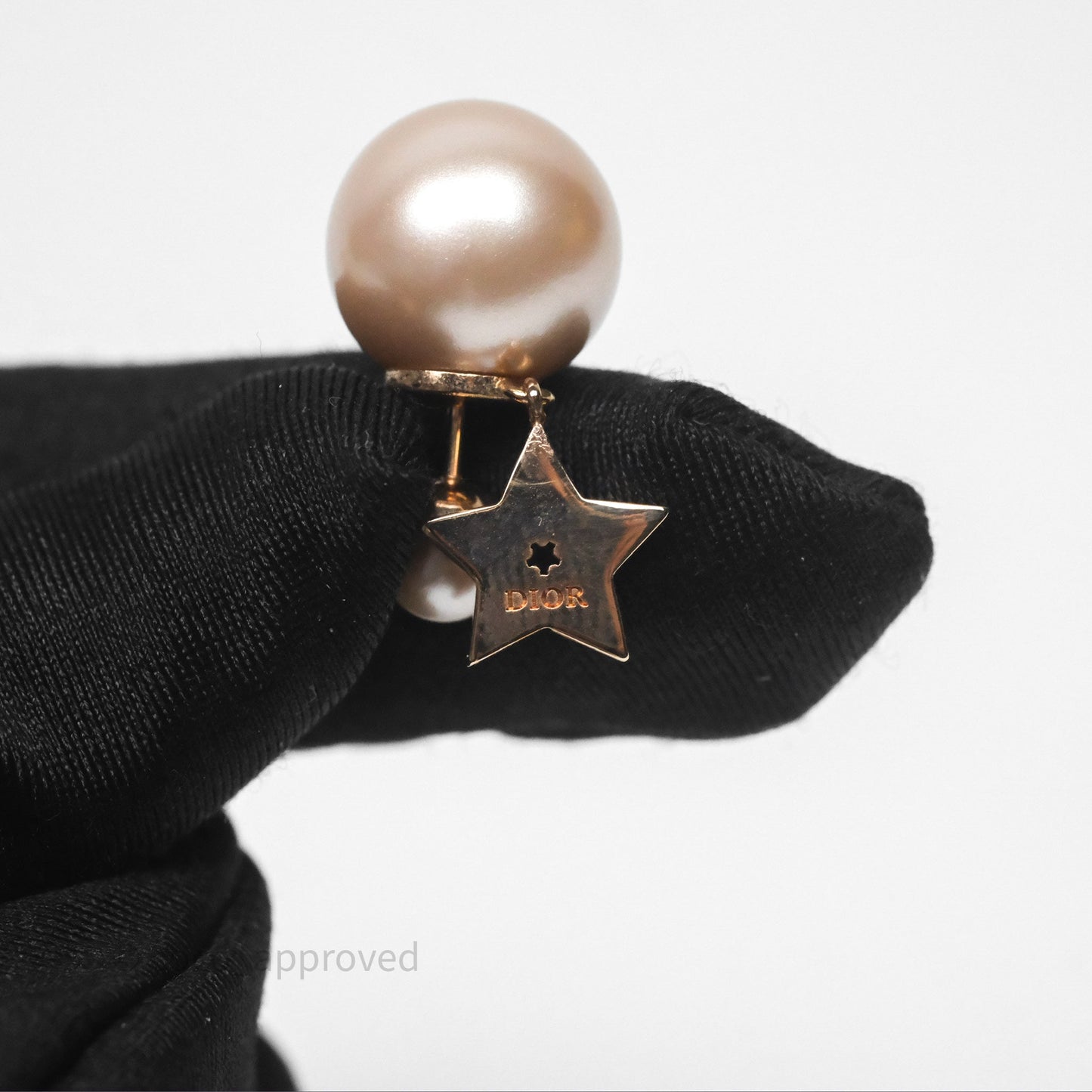 Christian Dior Crystal Pearl Tribales Earrings Pink Tone