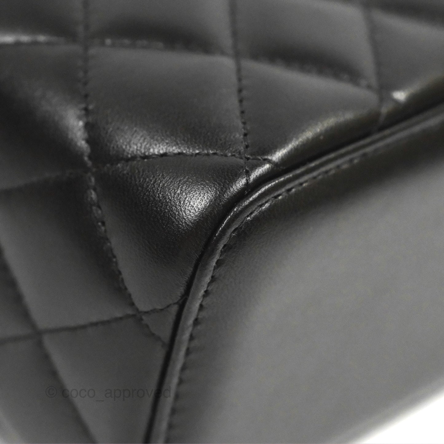 Chanel Vanity Rectangular Top Handle Black Lambskin Gold Hardware