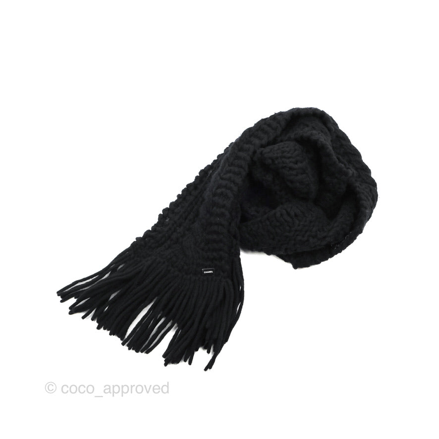 Chanel Fringe Scarf Black