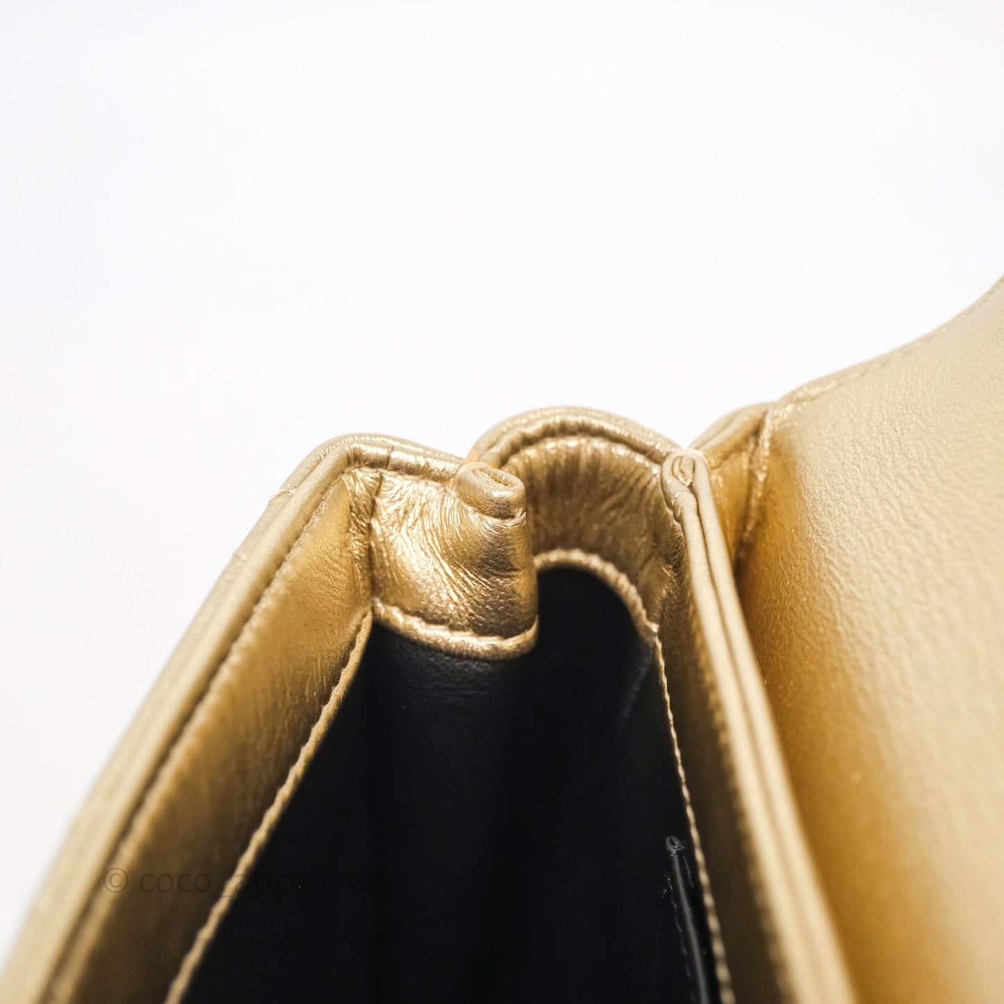 Chanel Mini Crystal Logo Handle Flap Bag Metallic Gold Lambskin 22S
