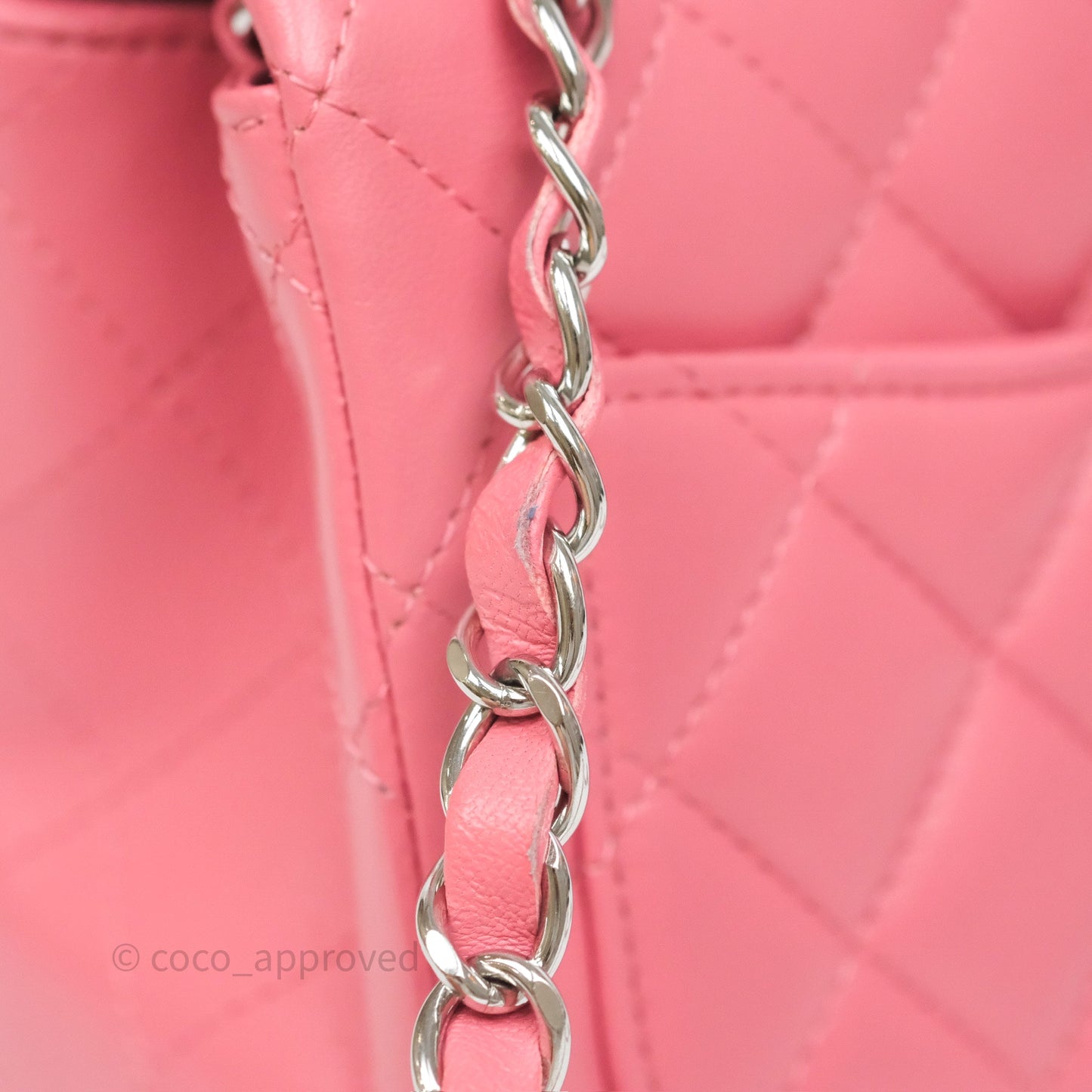 Chanel Mini Square Flap Quilted Pink Lambskin Silver Hardware