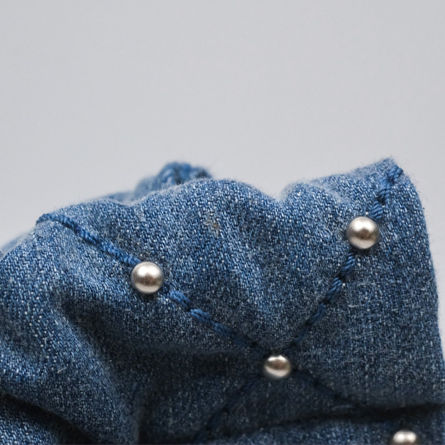 Chanel 22 Small Pearl Studded Denim Silver Hardware