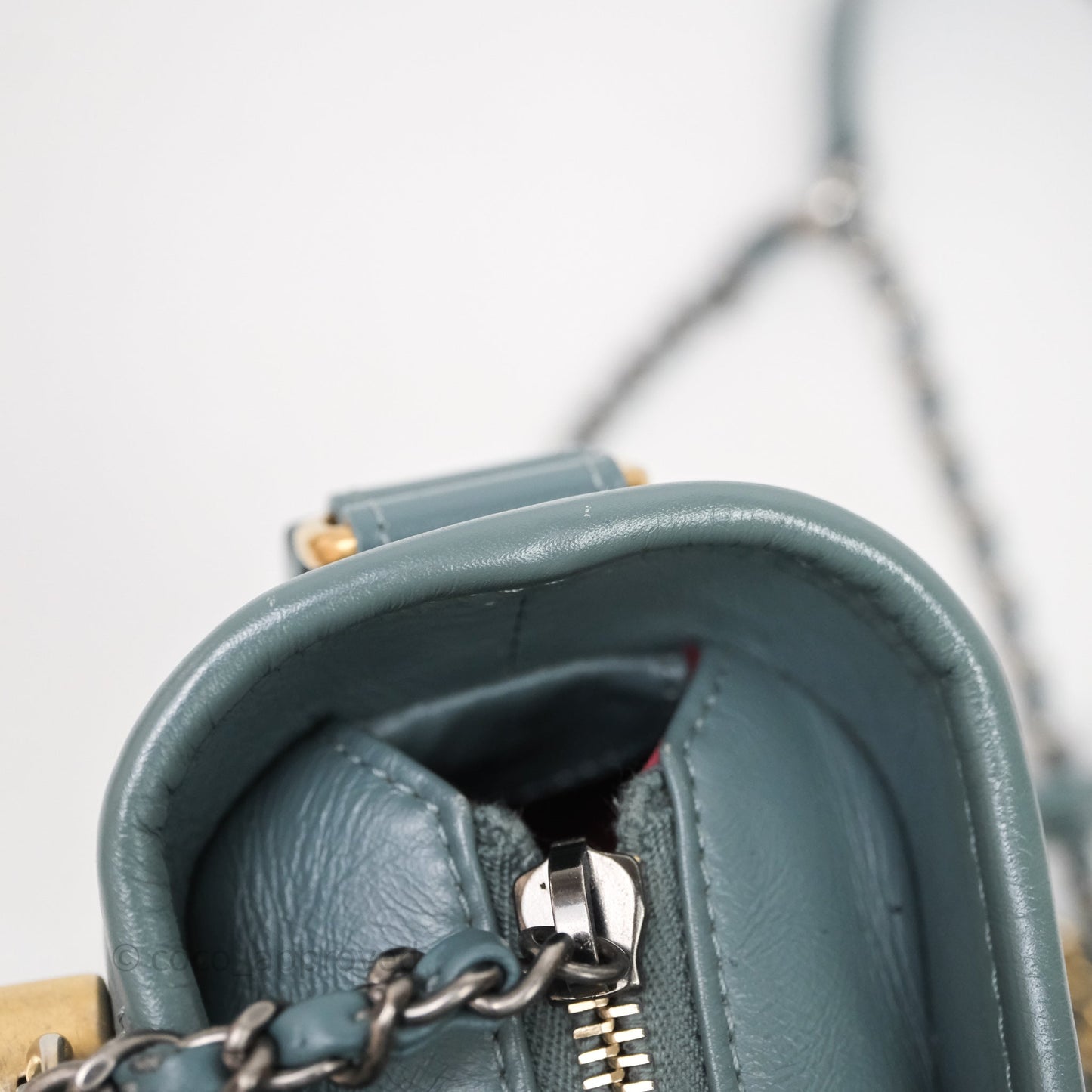 Chanel Small Gabrielle Hobo Quilted Grey Green Aged Calfskin