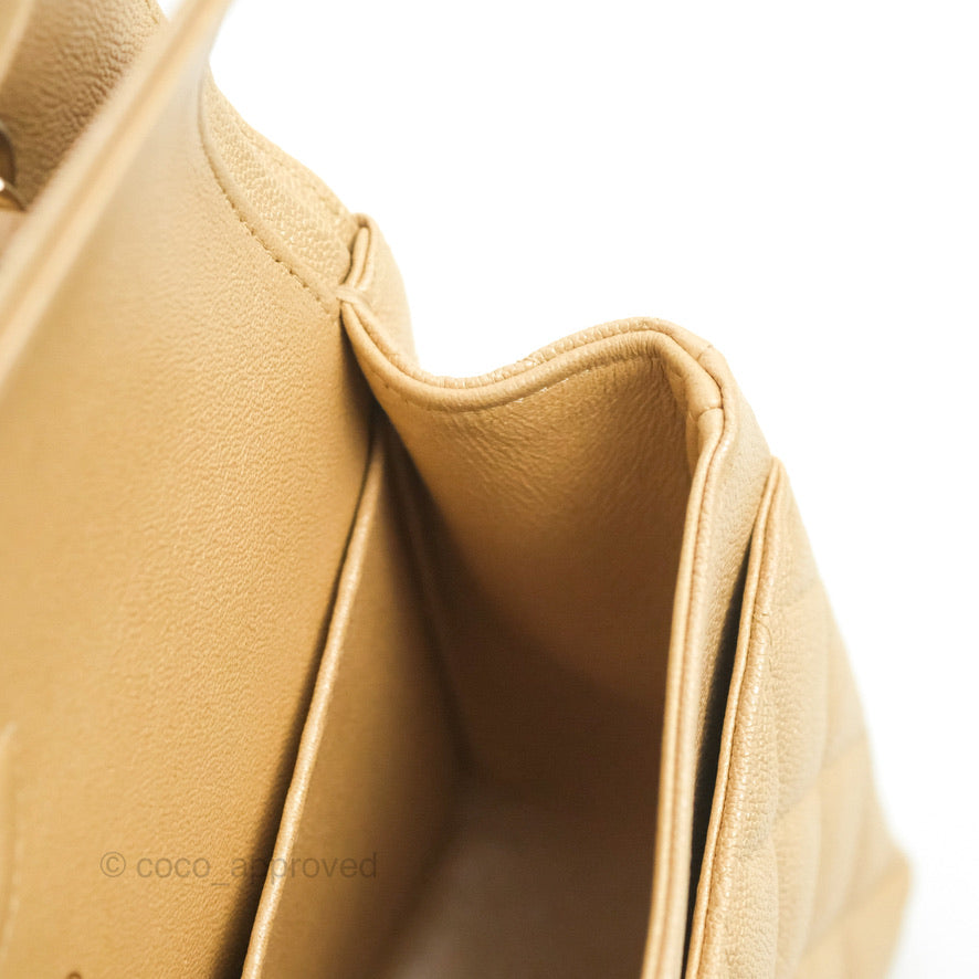 Chanel Classic Small S/M Flap Iridescent Beige Caviar Gold Hardware 19S