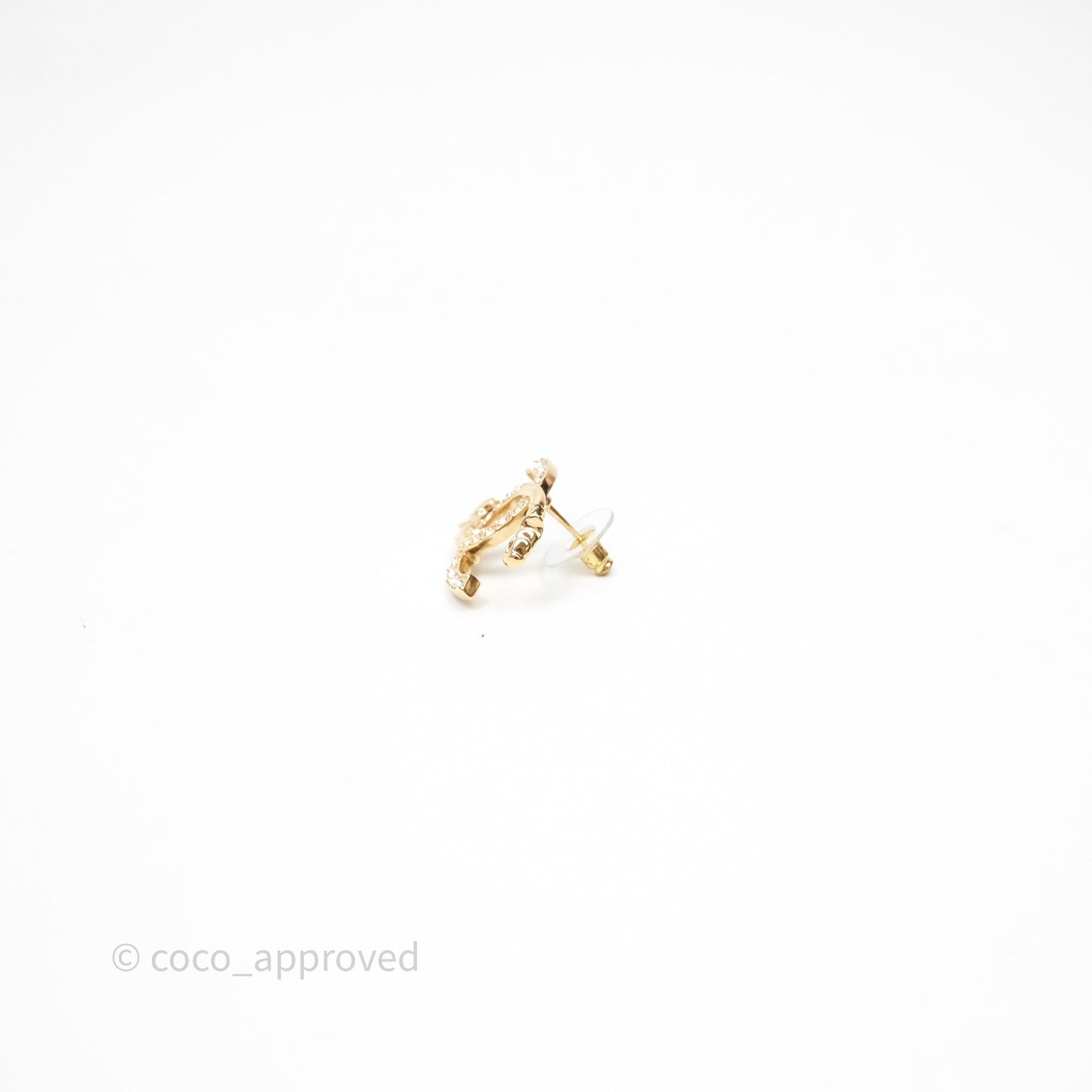 Chanel CC Crystals Earrings Gold Tone 23C