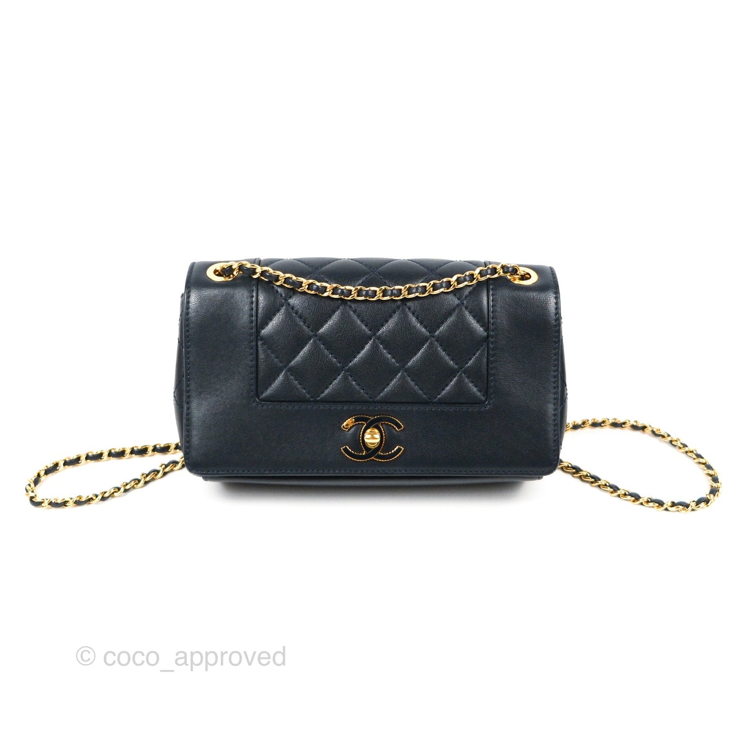 Chanel Small Vintage Mademoiselle Flap Navy Sheepskin Gold Hardware