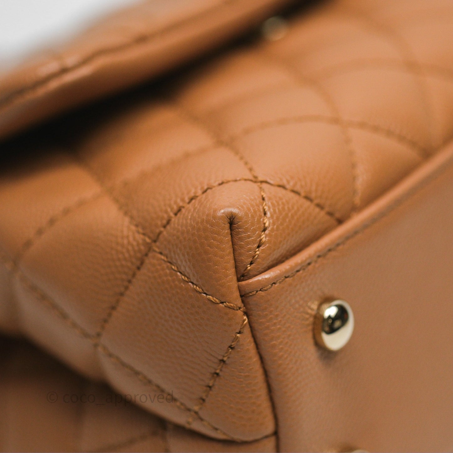 Chanel Small Coco Handle Dark Beige Caramel Caviar Gold Hardware