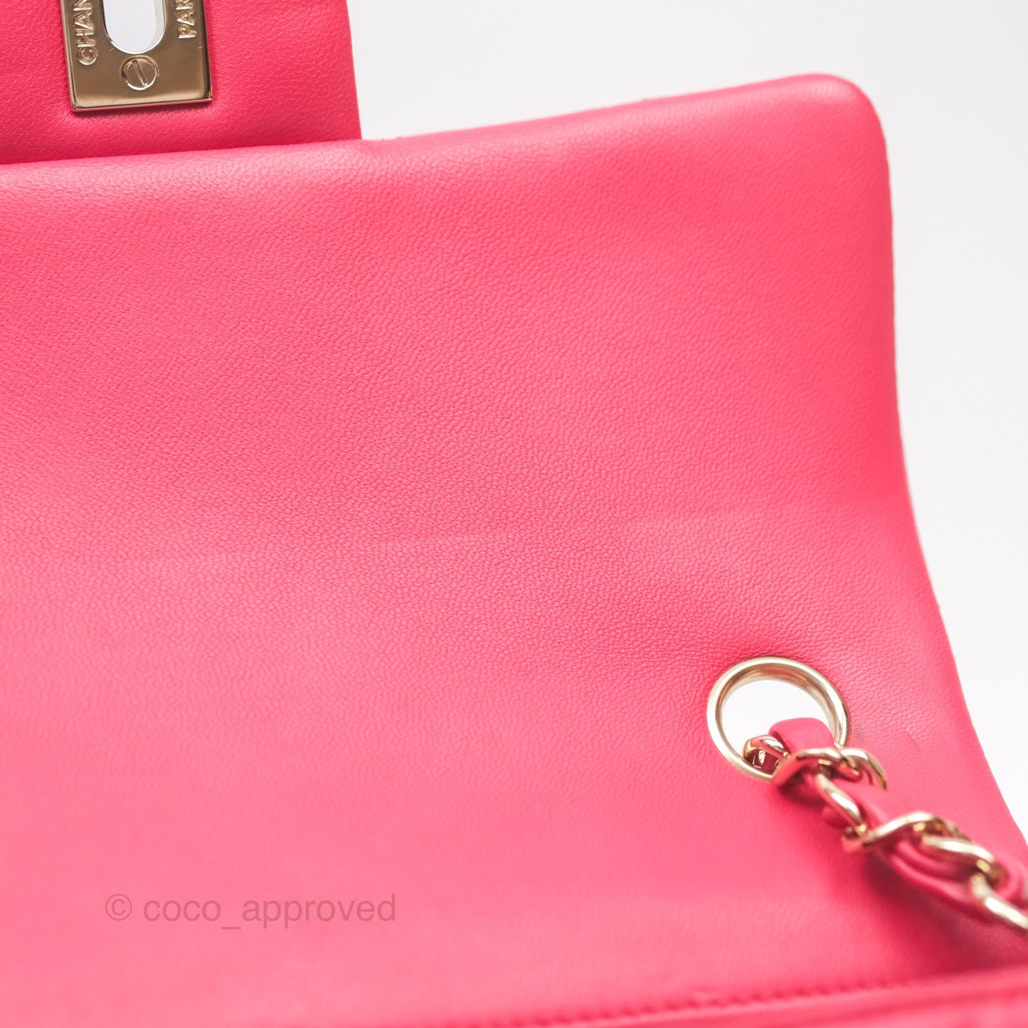 Chanel Quilted Mini Rectangular Flap Berry Red Lambskin Gold Hardware