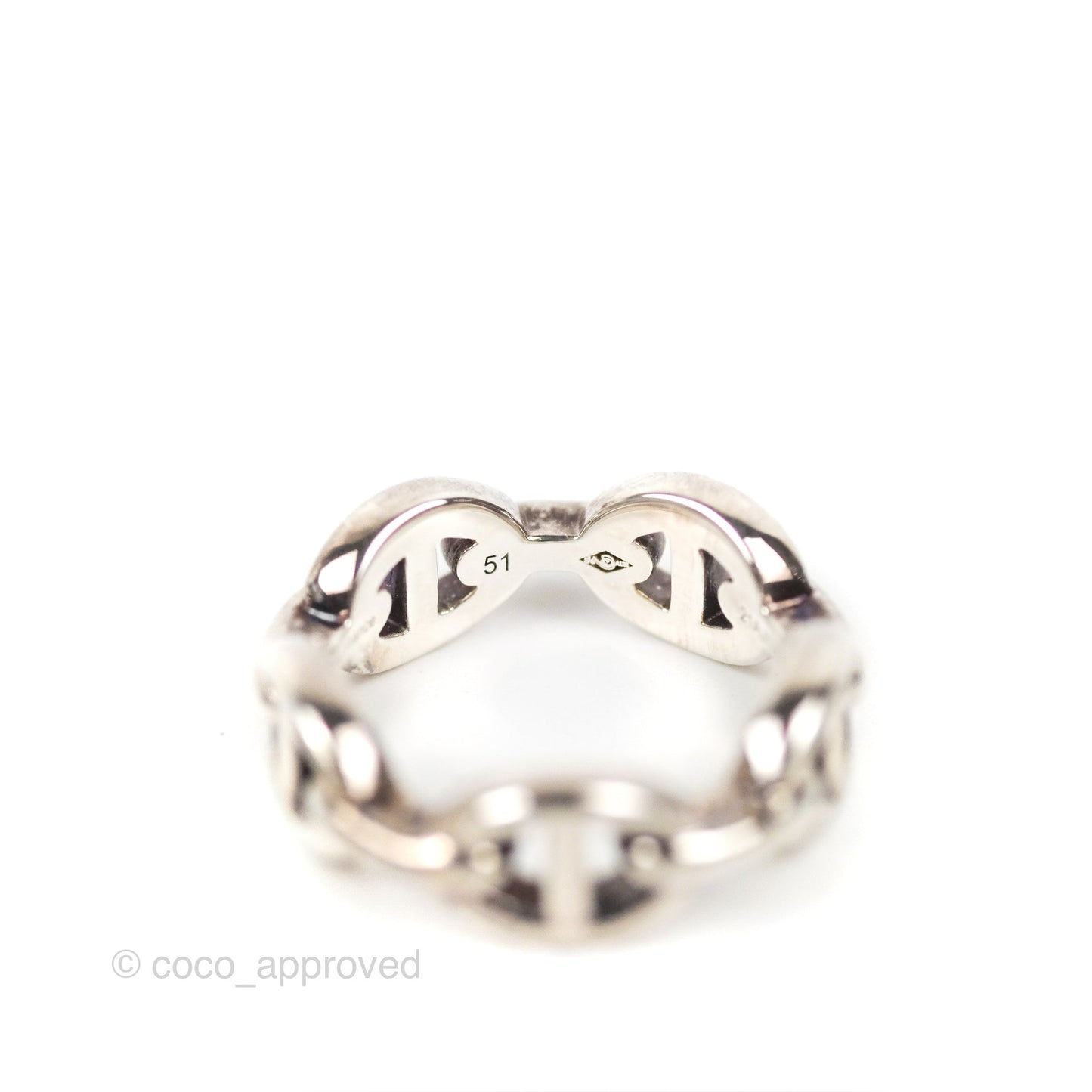 Hermès Chaine d'Ancre Enchainee Band Ring PM Sterling Silver Size 51