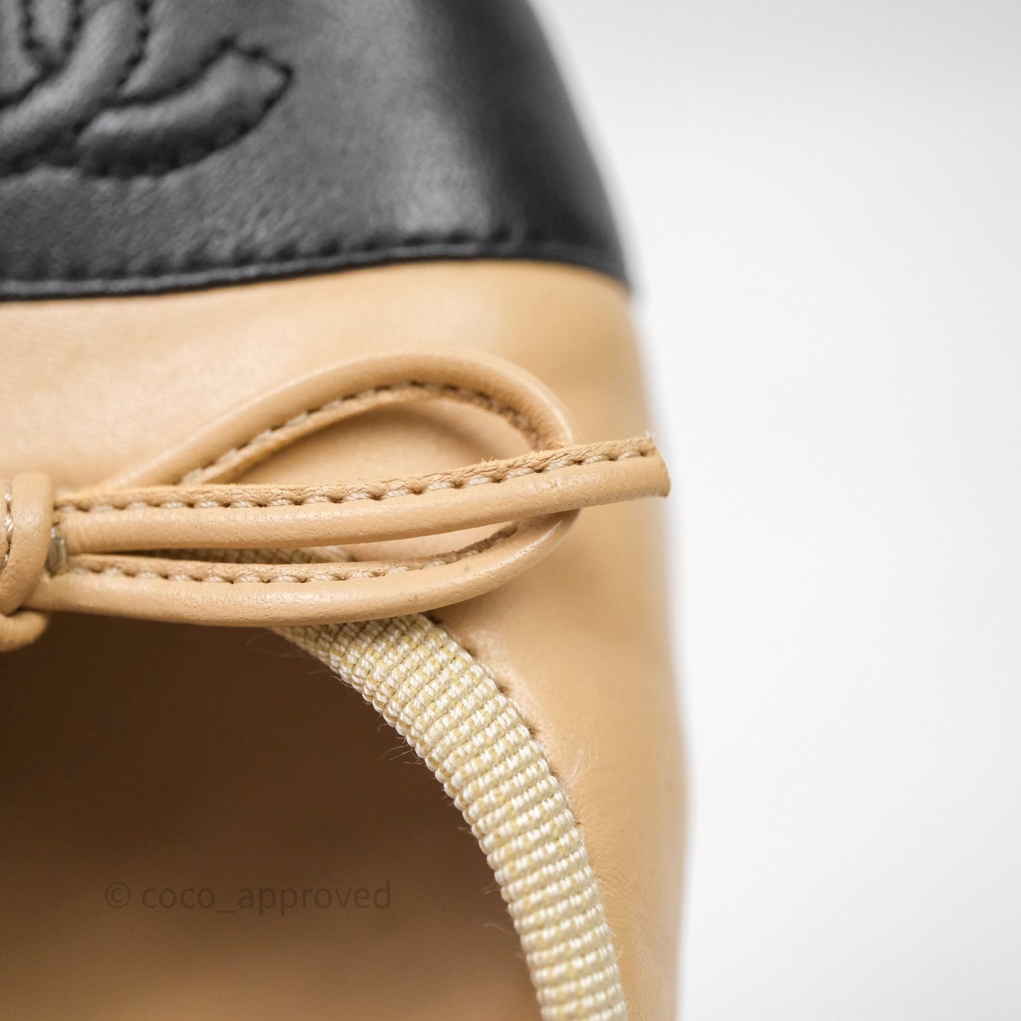 Chanel Ballerina Flats Black Beige Size 36