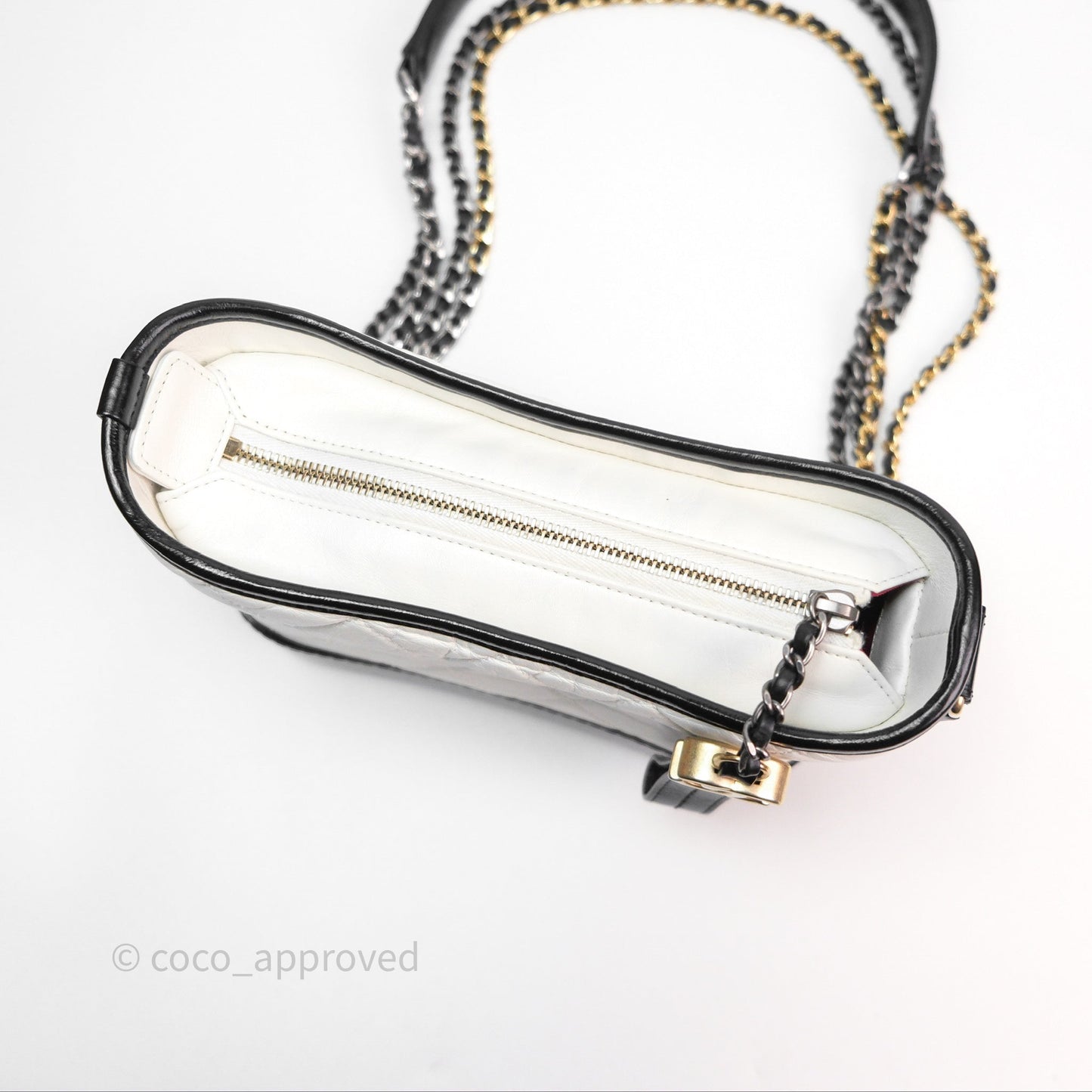 Chanel Small Gabrielle Hobo Quilted Black White Aged Calfskin